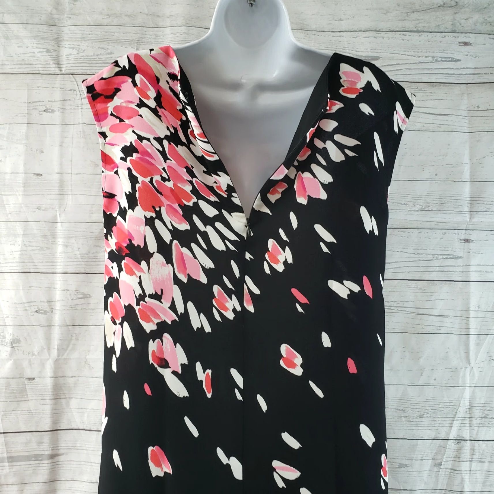 Loft LOFT Ann Taylor Womens Dress XS Sleeveless Black Pink Shift Short Polyester Zip Vintage No Size XS / US 0-2 / IT 36-38 - 4 Thumbnail