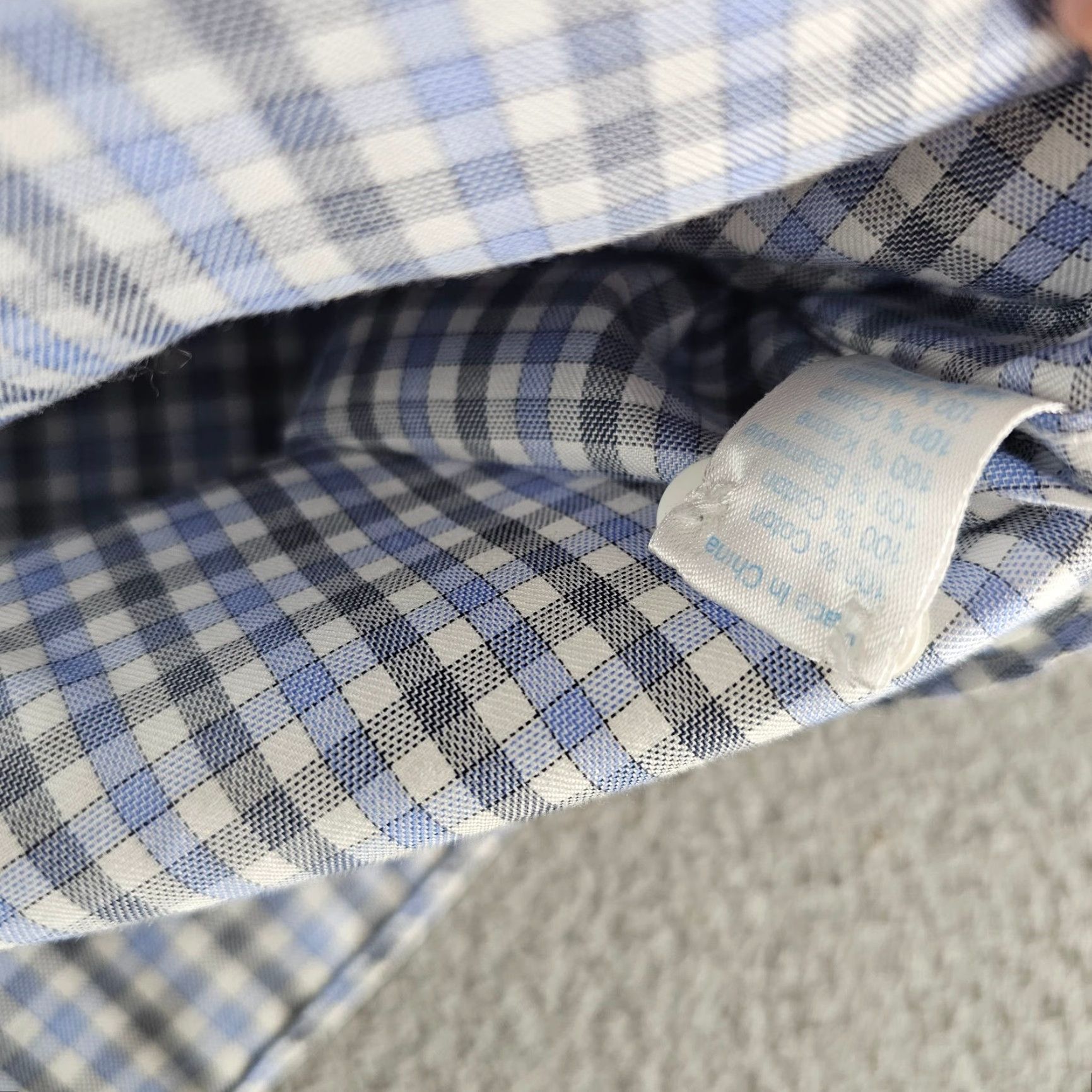Vintage Twillory Dress Shirt Mens Size 15.5 32/33 Blue Check Button-Up Knit Cotton Regular Fit Non-Iron Easy Care Size 42R - 7 Thumbnail