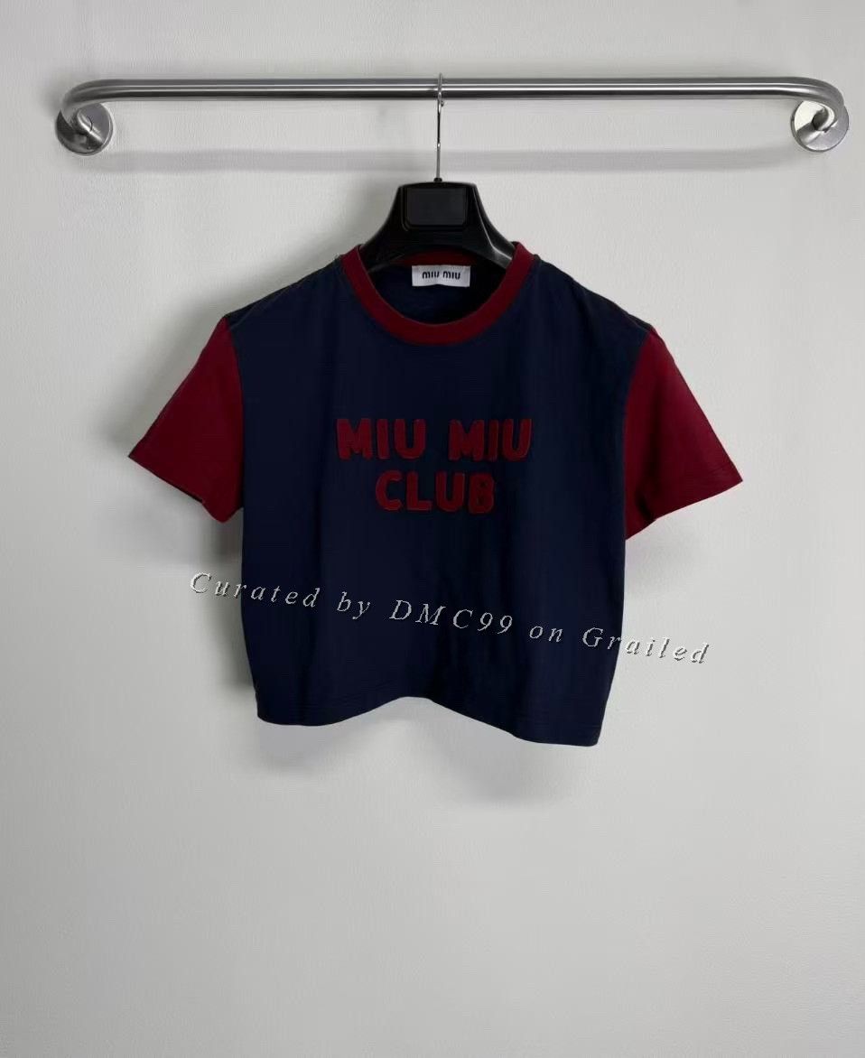 Miu Miu Miu Miu Red Blue Logo Short Sleeve T-shirt Size S / US 4 / IT 40 - 1 Thumbnail
