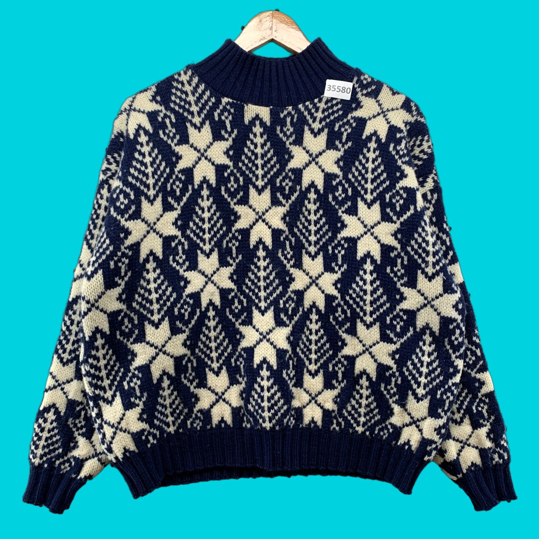 Vintage VINTAGE Lord & Jeff Knit Sweater Women L Blue Snowflake 22x23.5 Cardigan Crew Neck Long Sleeve Mens? Size L / US 10 / IT 46 - 1 Thumbnail