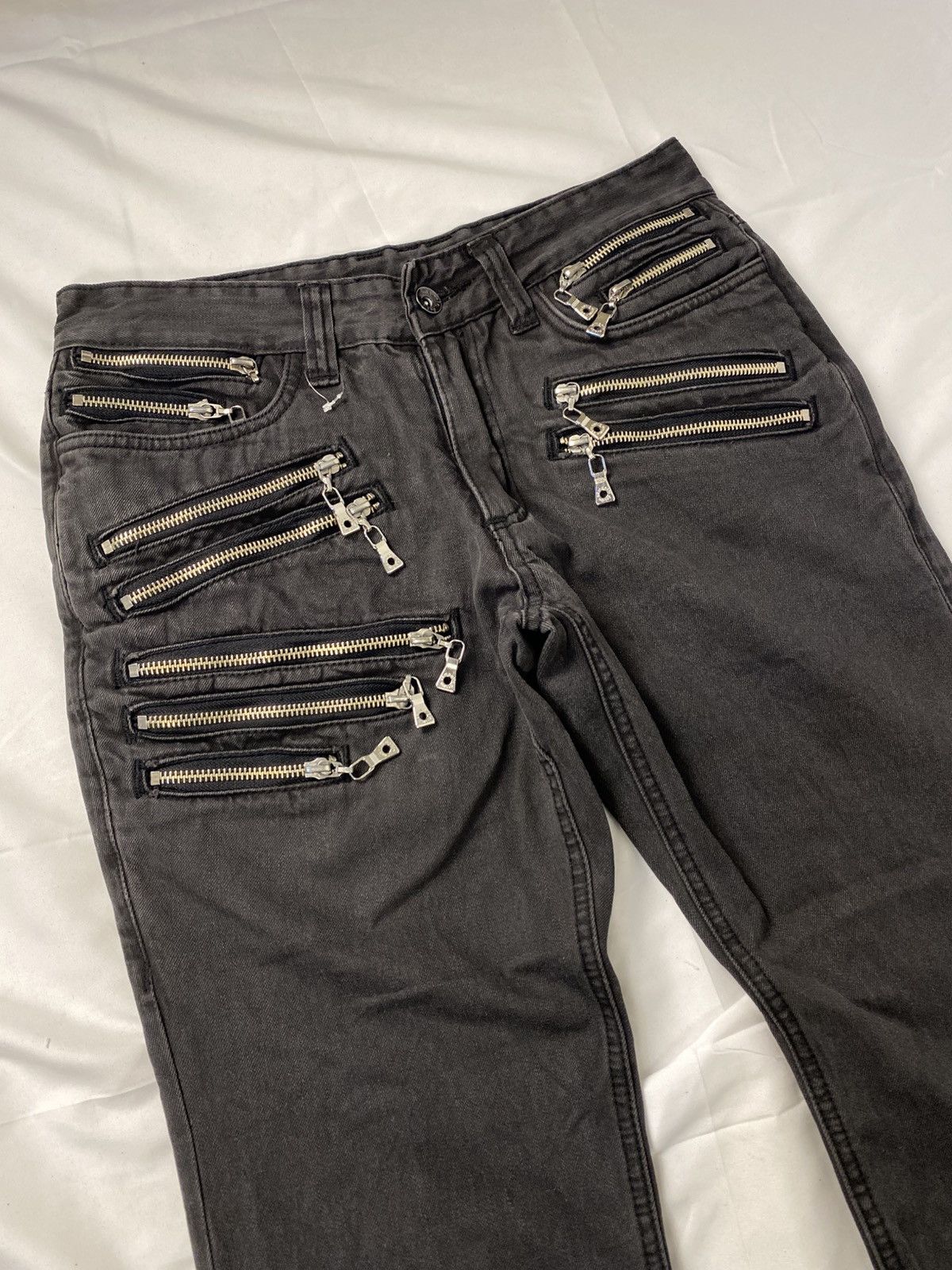 Japanese Brand Semantic Design Multi Zip Punk Bondage Slim Fit Denim Size US 29 - 8 Thumbnail