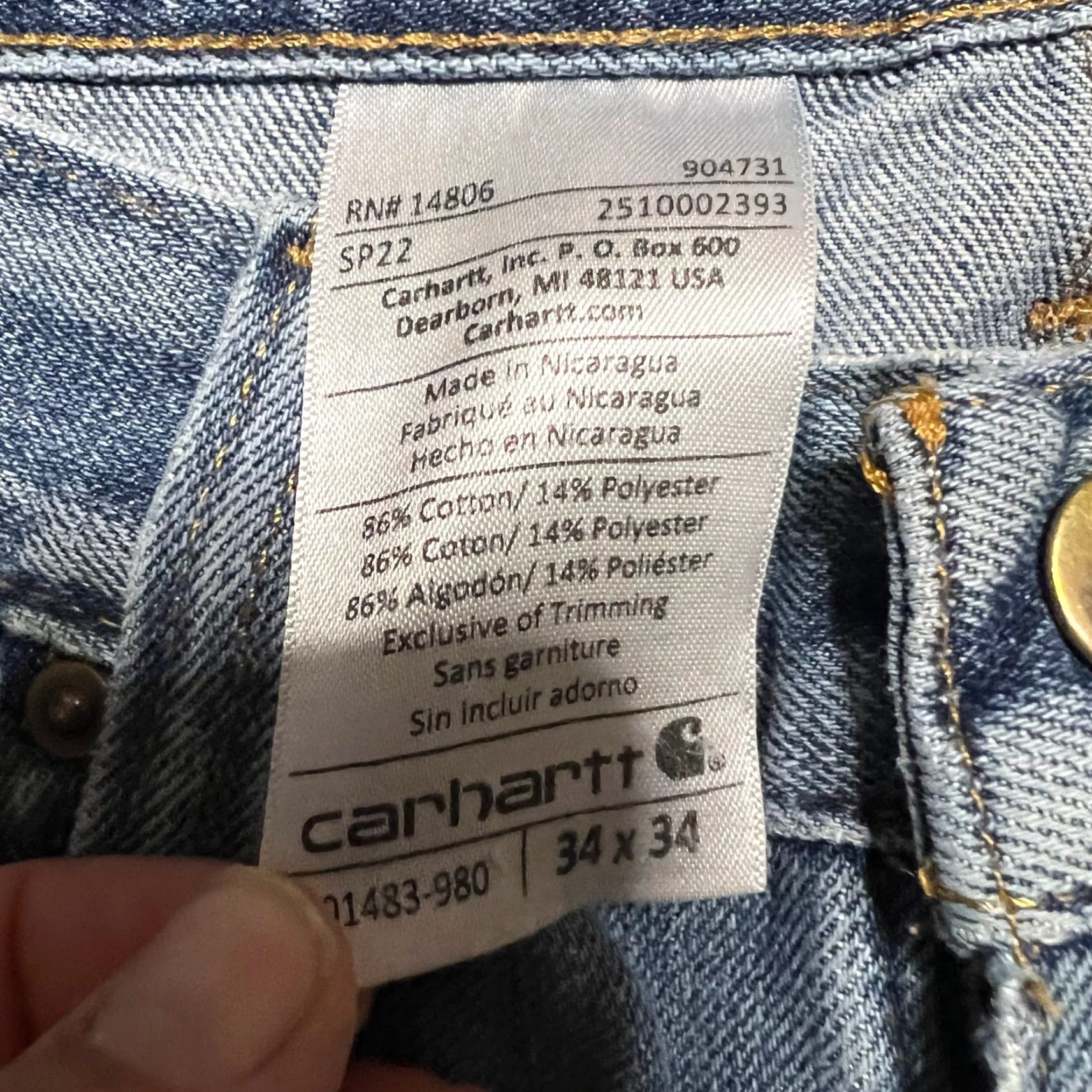 Carhartt Carhartt Jeans Mens 34 x34 Relaxed Straight Distressed Work Blue Pants Mens 34x34 Blue Straight Jeans Carhartt Workwear Jeans Mens Distressed Blues Size US 34 / EU 50 - 6 Thumbnail