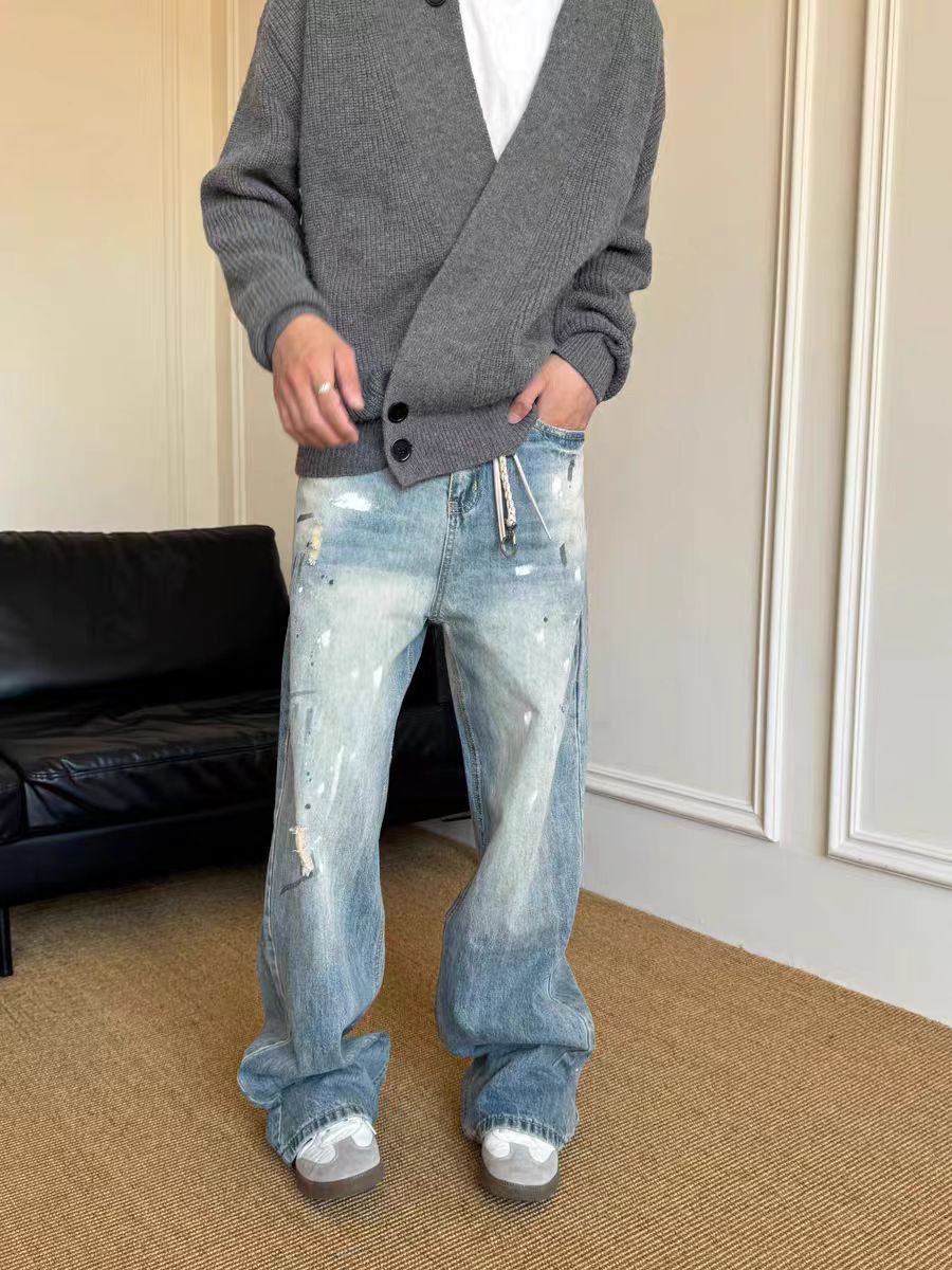 Japanese Brand × Jean Street distressed washed baggy micro flare Y2K jeans Size US 29 - 3 Thumbnail