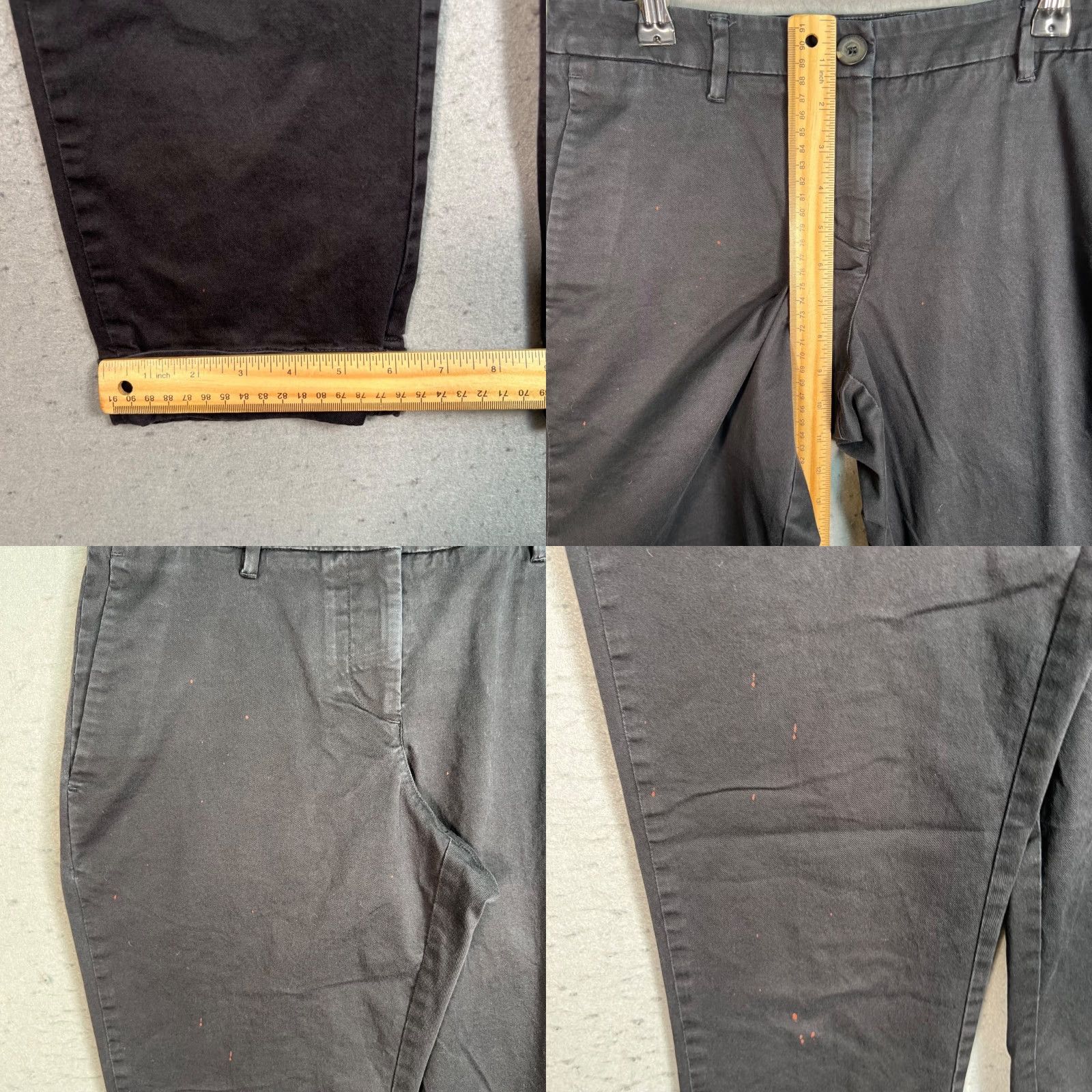 Wildfang Wildfang Womens Size 4 Black Essential Trousers Cotton Blend Slim Fit Pants Chino Flat Front Zip 27in Inseam 29in Waist Womens Slim Black 4 Size 27" / US 4 / IT 40 - 8 Thumbnail