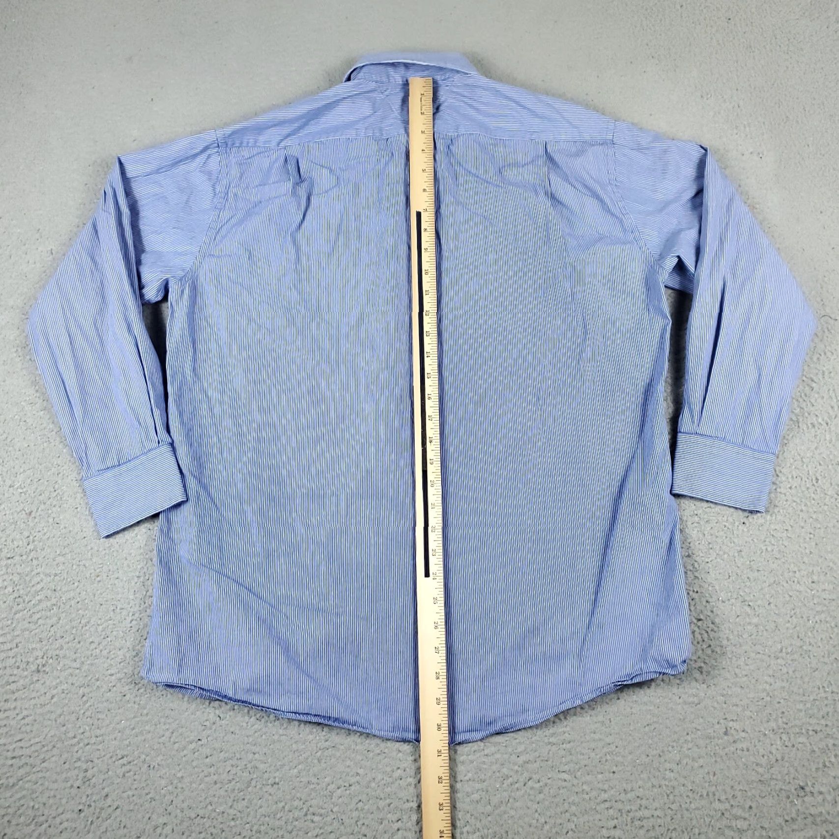 Tommy Hilfiger Tommy Hilfiger Shirt Mens 16 Blue Striped Dress Button Up Long Sleeve Size 42R - 5 Thumbnail