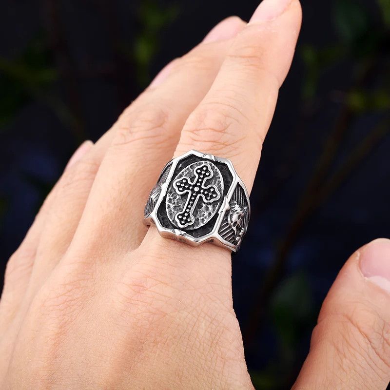 Japanese Brand × Jewelry × Vintage Cross Ring With Calvarium Skull Size ONE SIZE - 6 Thumbnail