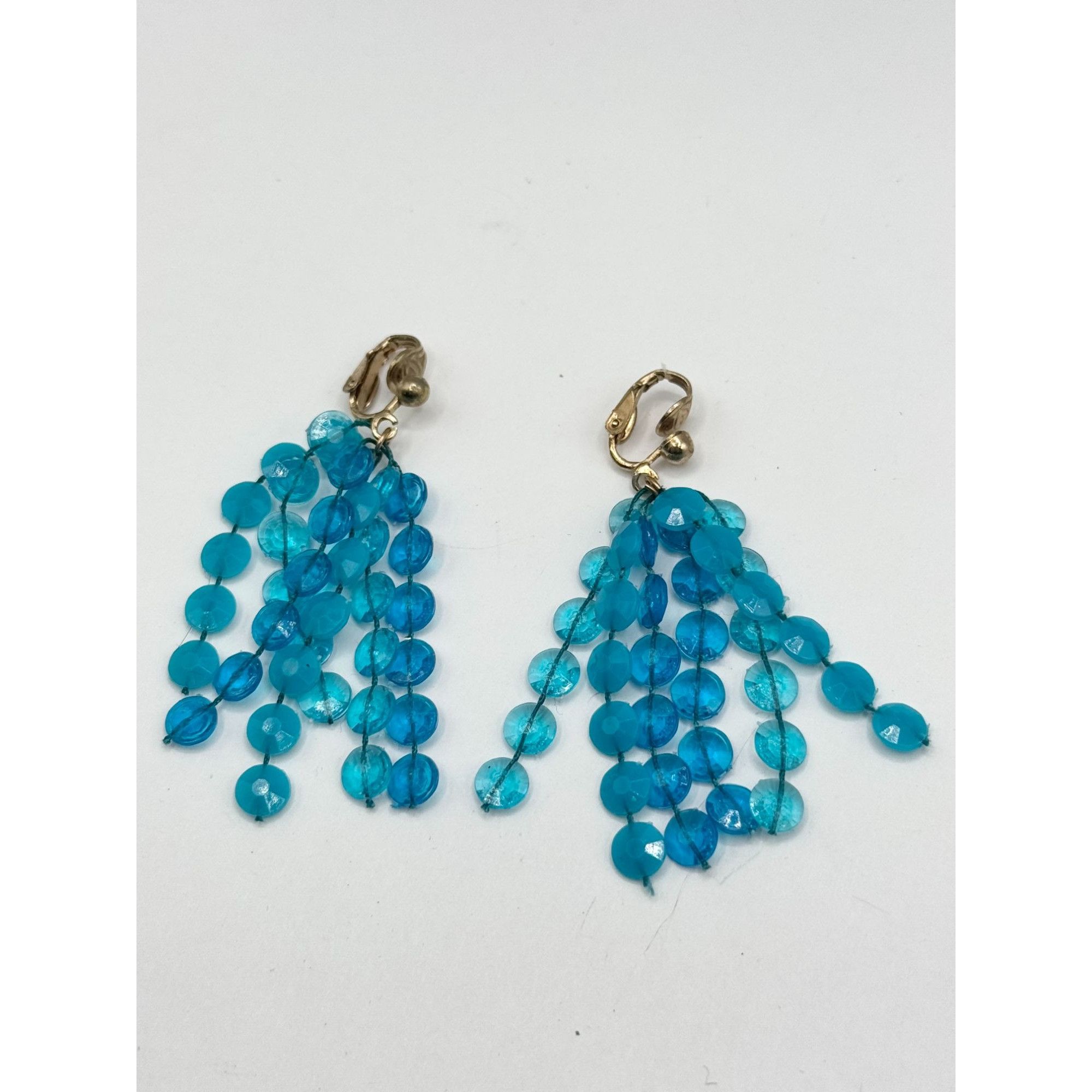 Vintage Vintage blue plastic tassel dangle earrings Size ONE SIZE - 4 Thumbnail