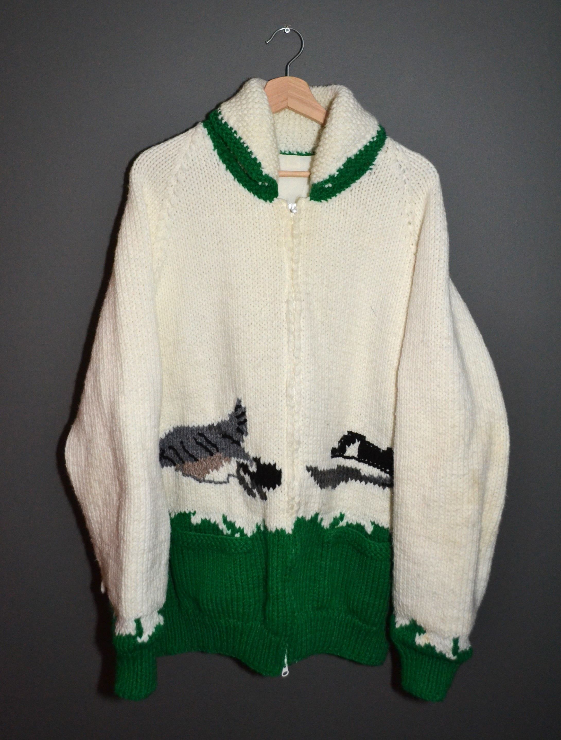 Handmade Cowichan Mary Maxim Canada Goose Hunt Sweater Cobra Chiken Size US L / EU 52-54 / 3 - 2 Thumbnail