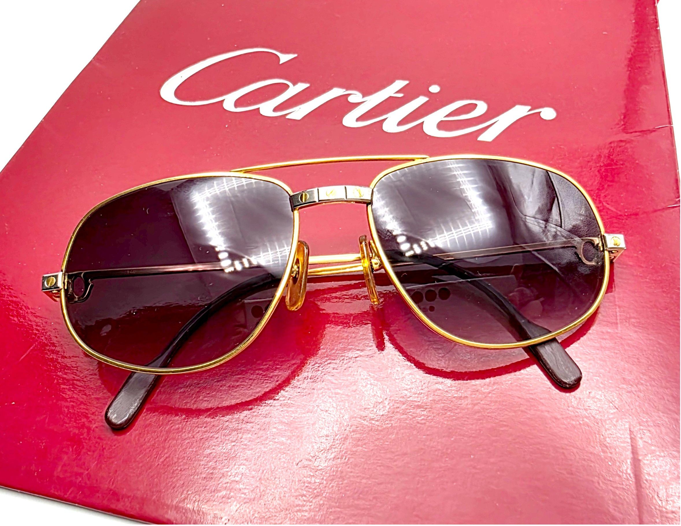 Cartier 🔴 Vintage Cartier Romance Santos Sunglasses Gold Plated Size ONE SIZE - 1 Thumbnail