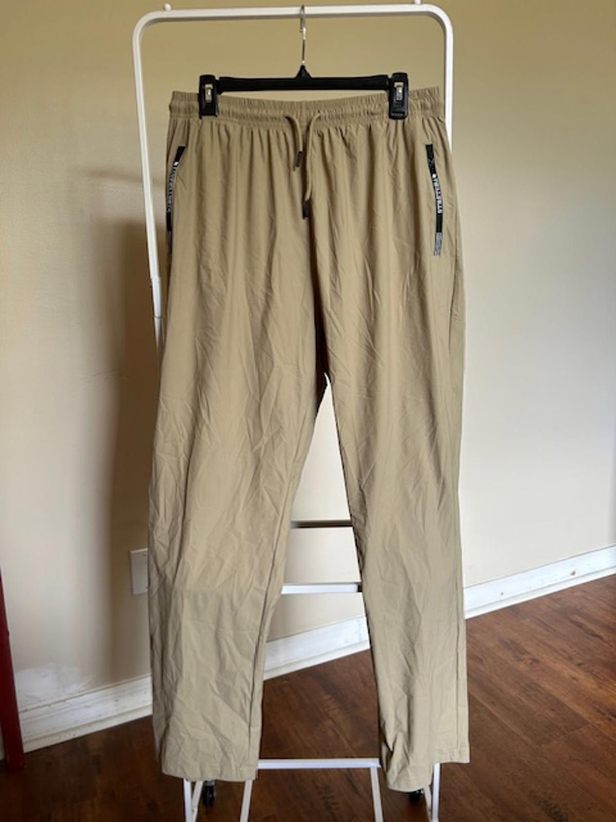 Unknown London Beige Stretch Activewear Pants with Zipper Pockets Size US 32 / EU 48 - 1 Thumbnail