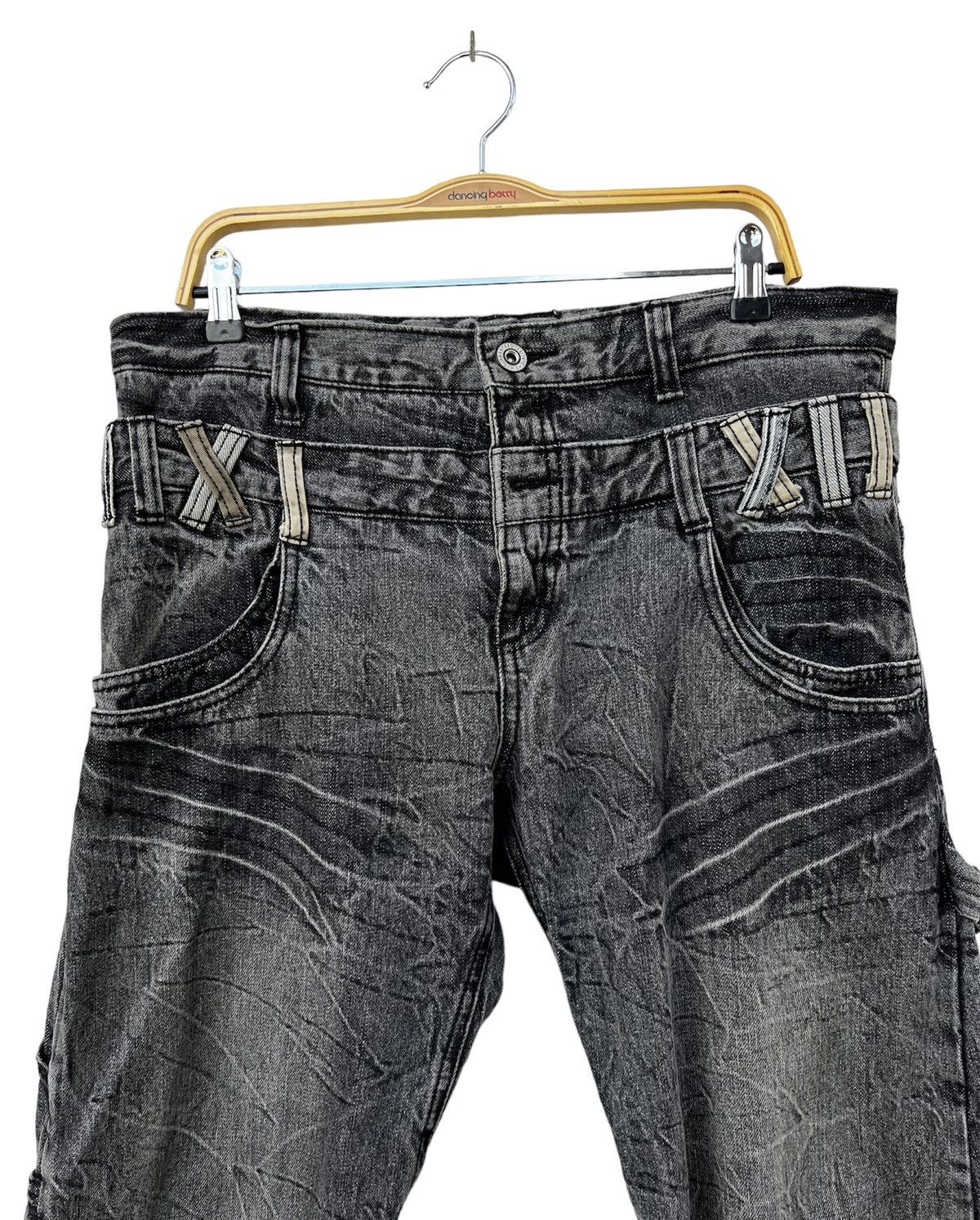 Japanese Brand Denim Jeans Double Waist Lightning Size US 35 - 2 Thumbnail