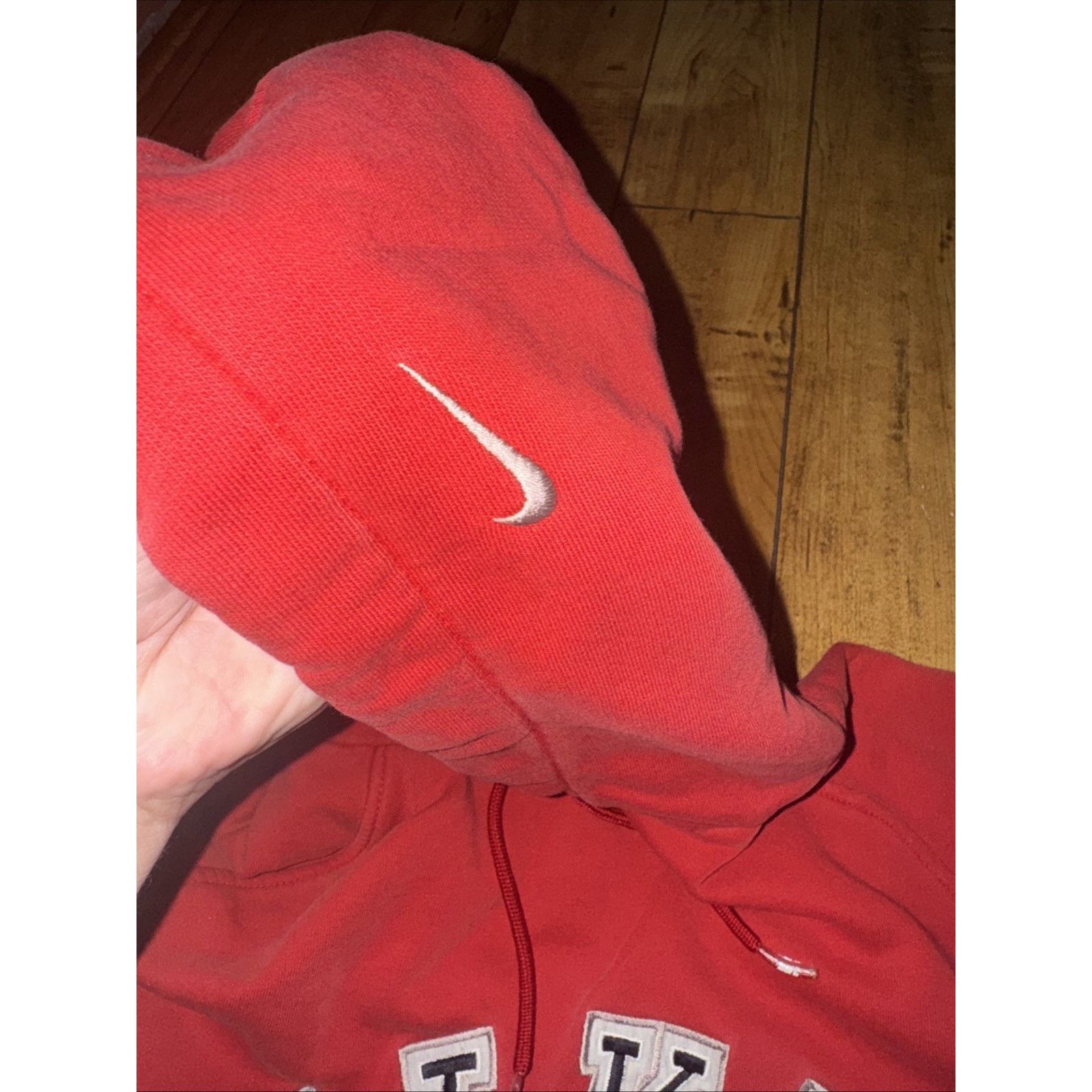 Nike × Vintage Nike Silver Tag Embroidered Swoosh Hoodie Red Large 22x27 Size US L / EU 52-54 / 3 - 4 Thumbnail