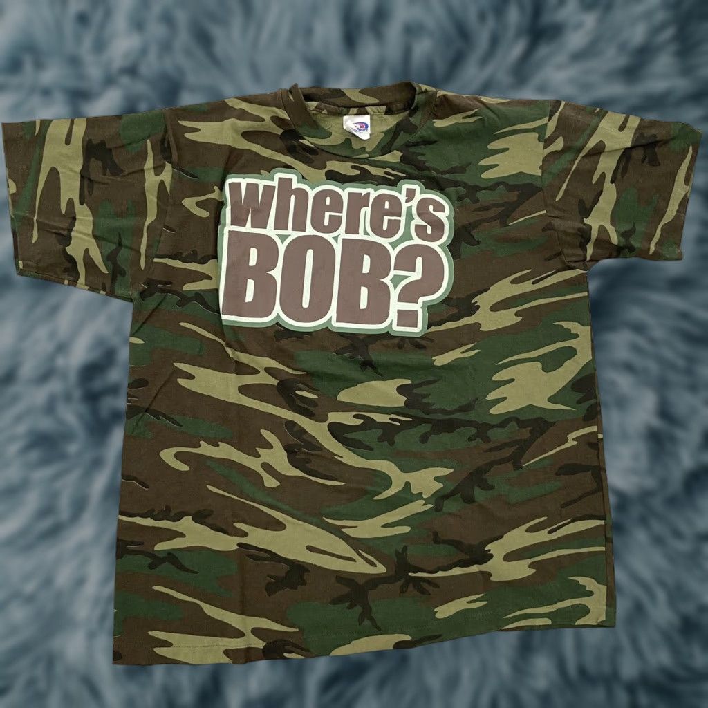Vintage VINTAGE Where's BOB? Shirt Men XL Green Camo Single Stitch Tee 1990s Graphic Tee Sportswear Mens XL Green Camouflage 90s Size US XL / EU 56 / 4 - 1 Thumbnail