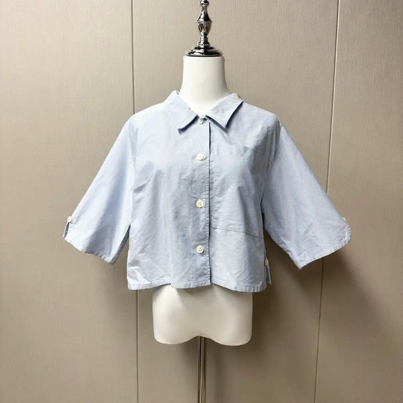 Thom Browne Thom Browne Stylish Blue Short Sleeve Blouse 0089 Size M / US 6-8 / IT 42-44 - 1 Thumbnail