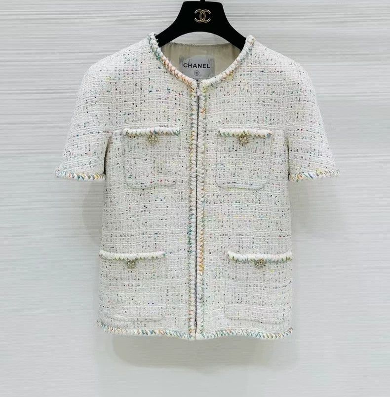 Chanel Chanel Beach series white short-sleeved tweed jacket Size XXS / US 00 / IT 34 - 1 Thumbnail