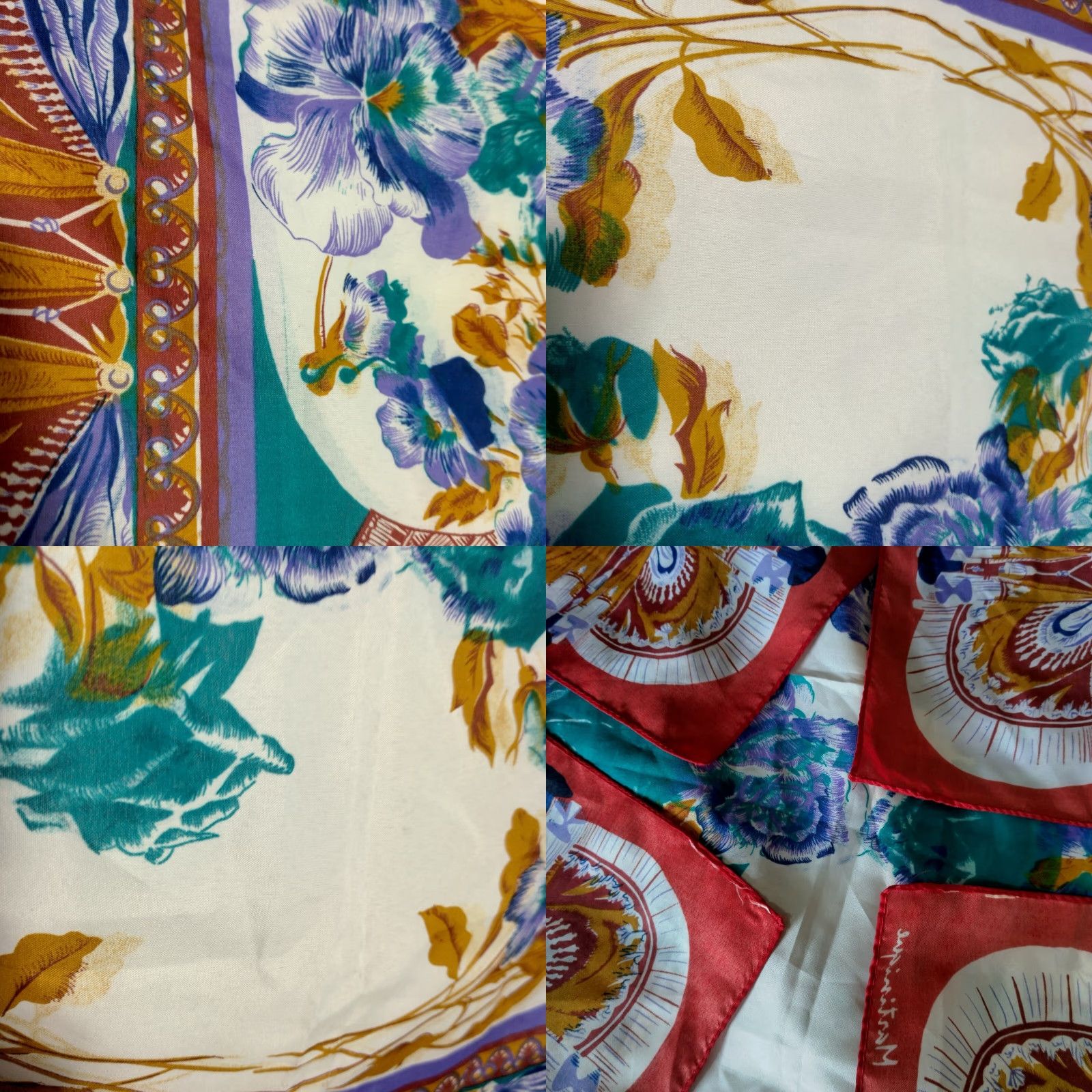 Altea Martinique Scarf Floral Tapestry Boho Bandana 29.5" x 30.5" Maroon Teal Purple Multicolor Polyester Polyester Rectangle Scarf Size ONE SIZE - 8 Thumbnail