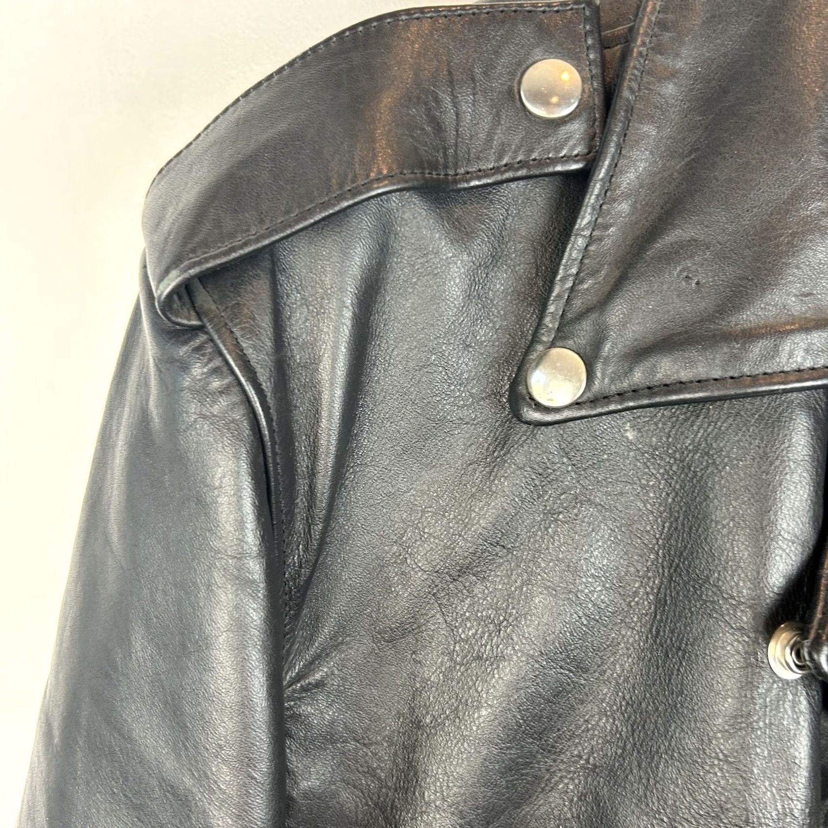 Vintage VINTAGE Leather Jacket Mens 46 Moto Black Eagle Unique Artwork Made USA Signed Jacket Size US S / EU 44-46 / 1 - 6 Thumbnail