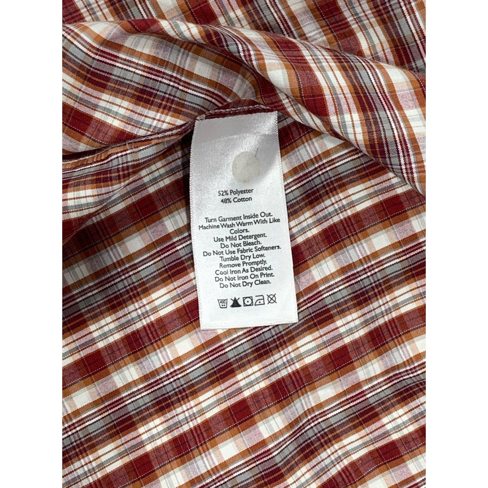 Eddie Bauer Eddie Bauer Men's Button-Up Shirt Plaid Short Sleeve Nylon Red Brown Orange Color Size Large Size US L / EU 52-54 / 3 - 7 Thumbnail