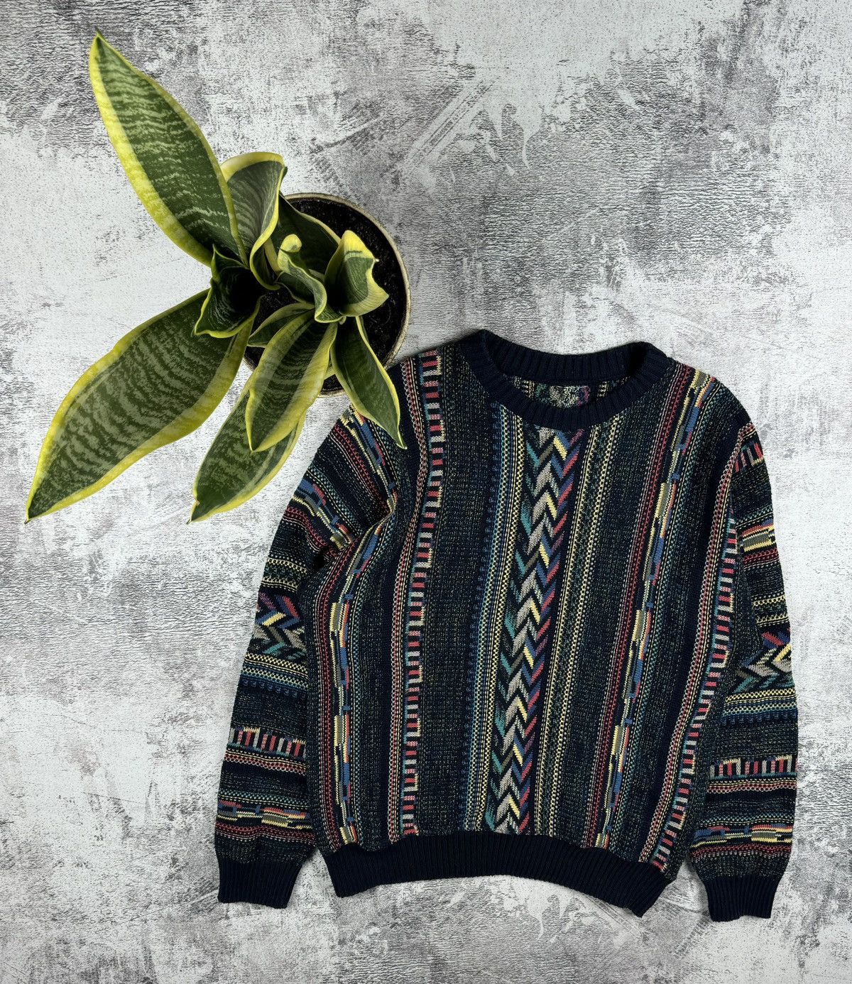 Japanese Brand Vintage 90S Hippie Hip Hop USA Coogi Style Knited Sweater Size US L / EU 52-54 / 3 - 1 Thumbnail