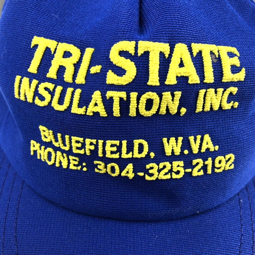 Vintage VINTAGE Trucker Hat Cap Snapback Blue Yellow USA 80s Puffy Print Advertising WV Men One Size Adjustable Size ONE SIZE - 1 Thumbnail