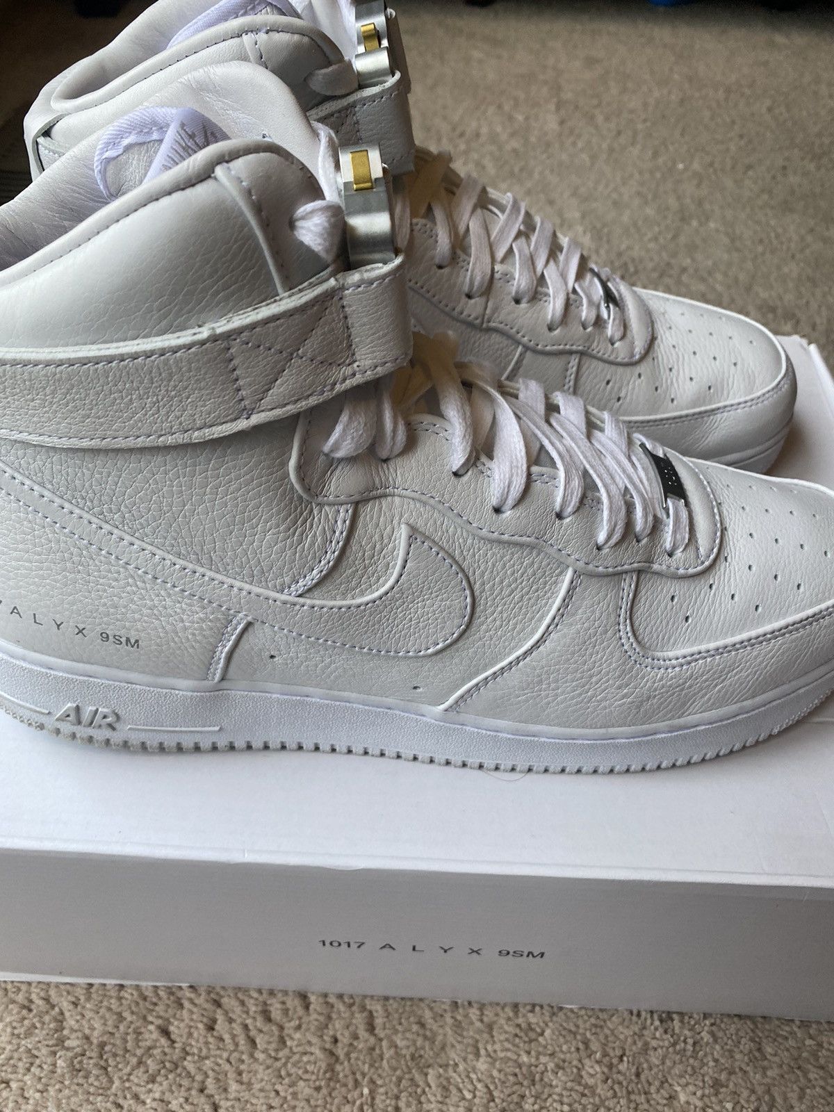 1017 ALYX 9SM × Nike Nike Air Force 1 Alyx Hi Triple White Size 13 Size US 13 / EU 46 - 5 Thumbnail