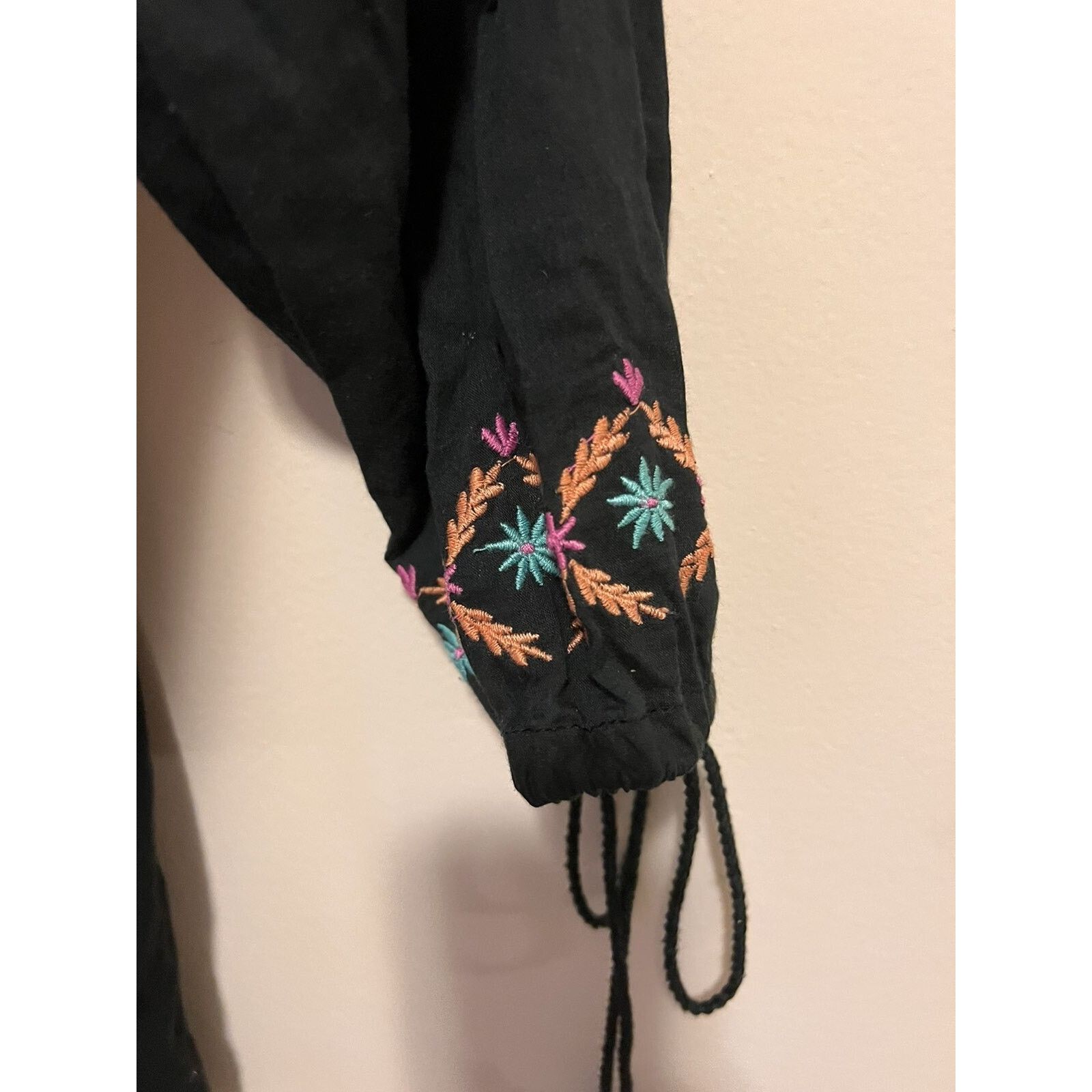F.R.S F.R FASHION black cotton embroider blouse top size M A000155 Size M / US 6-8 / IT 42-44 - 2 Thumbnail