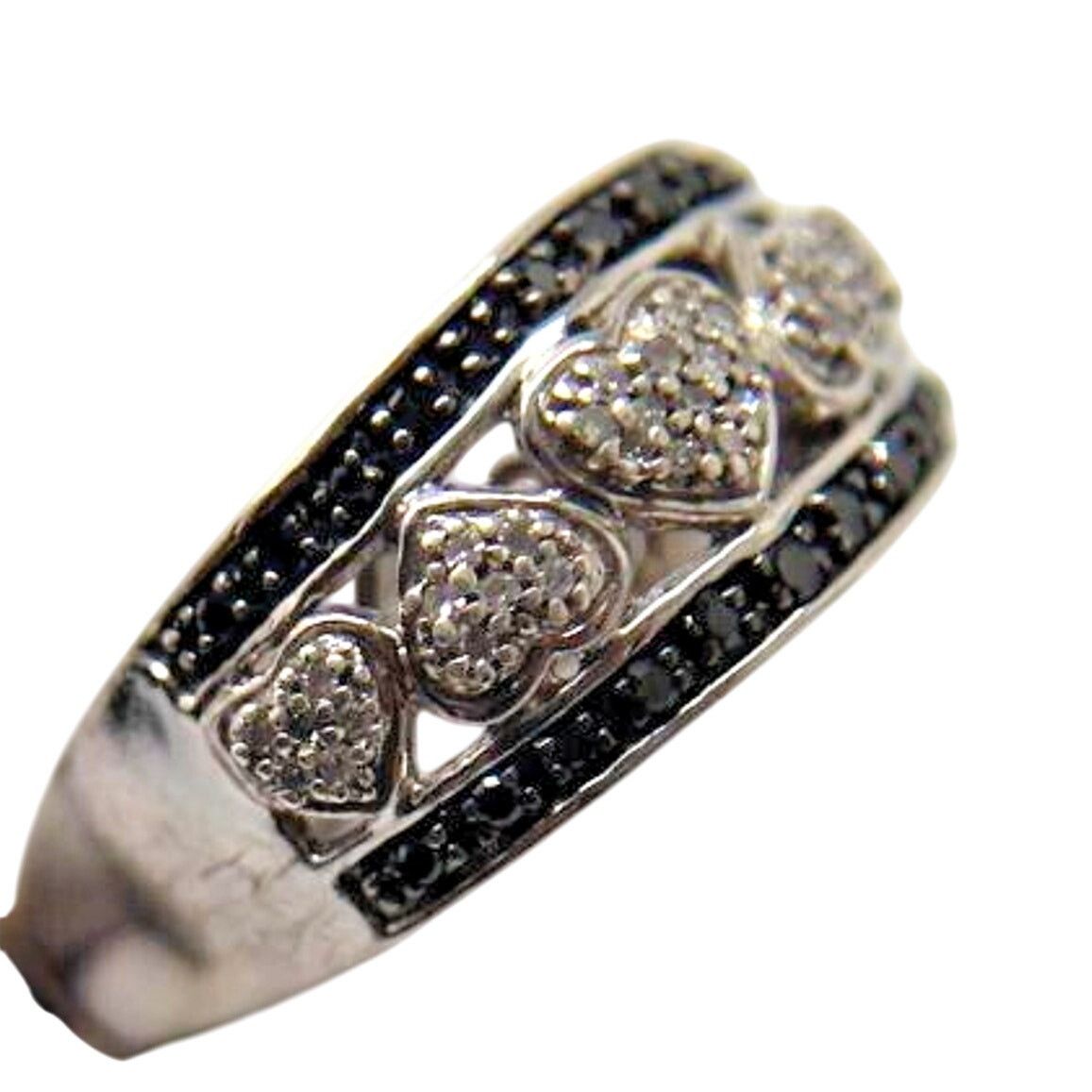 Other LOVE Ring 925 • Diamond Hearts • Sapphire Edge • Size 6 or 5 Size ONE SIZE - 3 Thumbnail