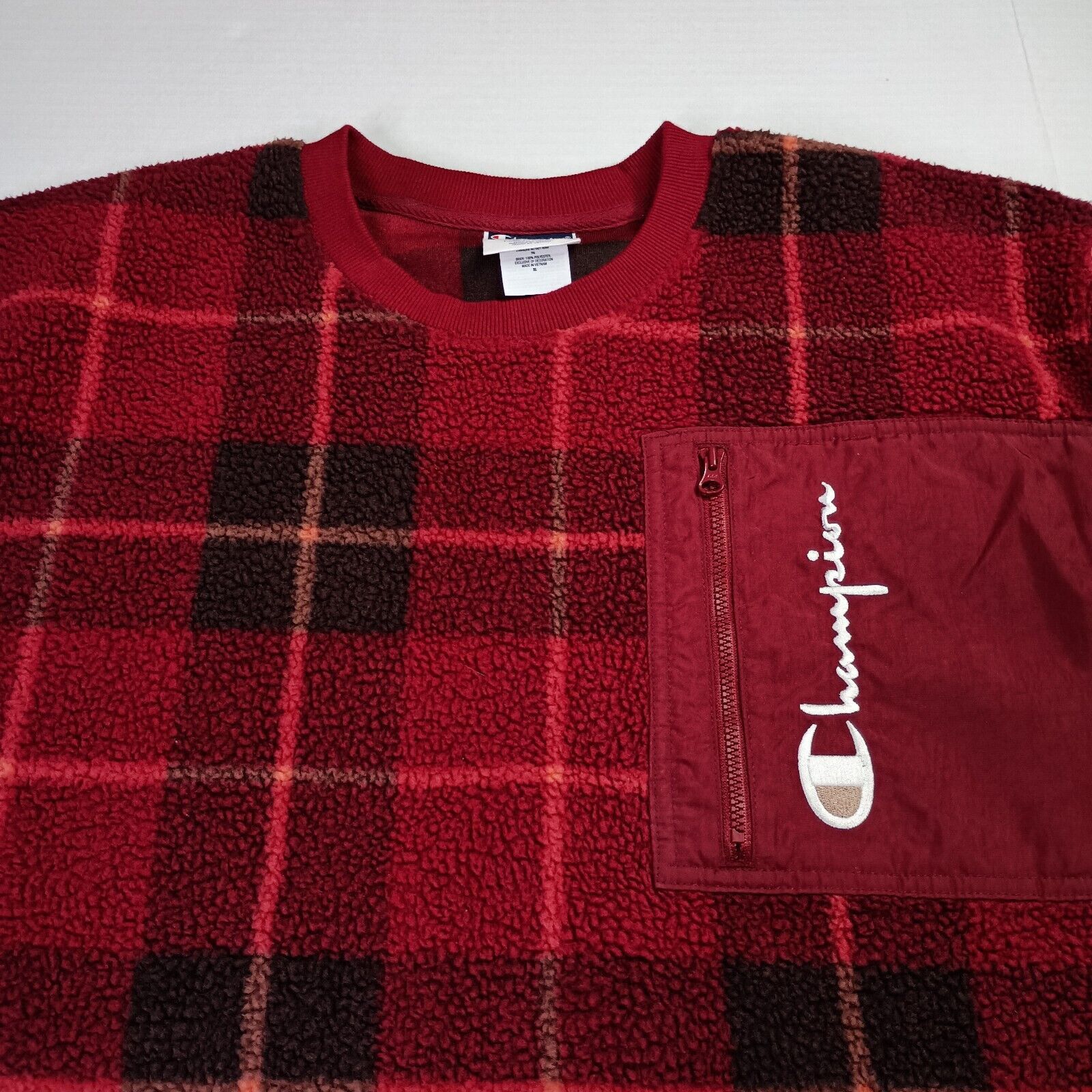 Champion Champion Sweatshirt Men's XL XLarge Red Black Plaid Pullover Size US XL / EU 56 / 4 - 3 Thumbnail