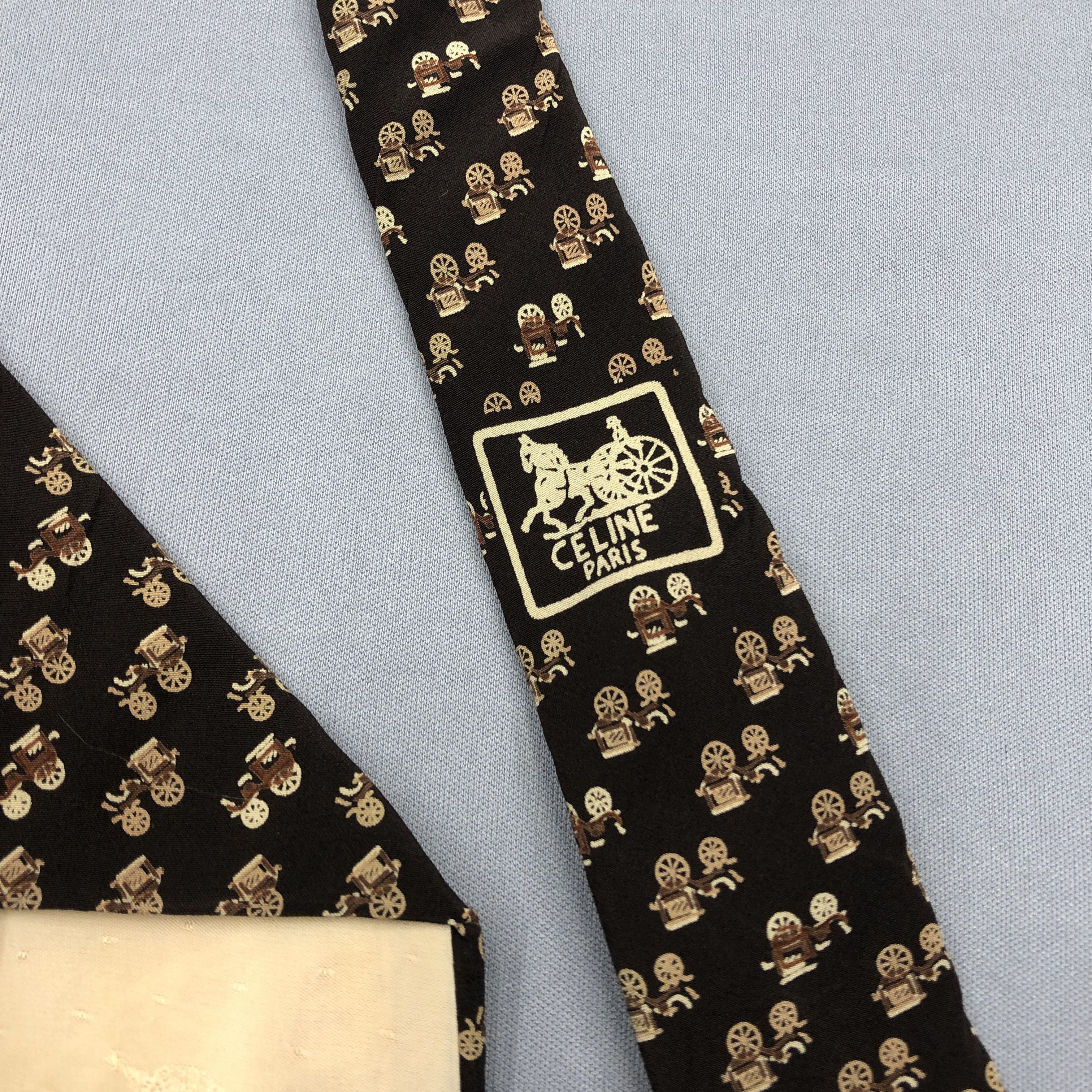 Celine Vintage Celine SILK Necktie Cravate Pure Silk Neck Tie Size ONE SIZE - 8 Thumbnail