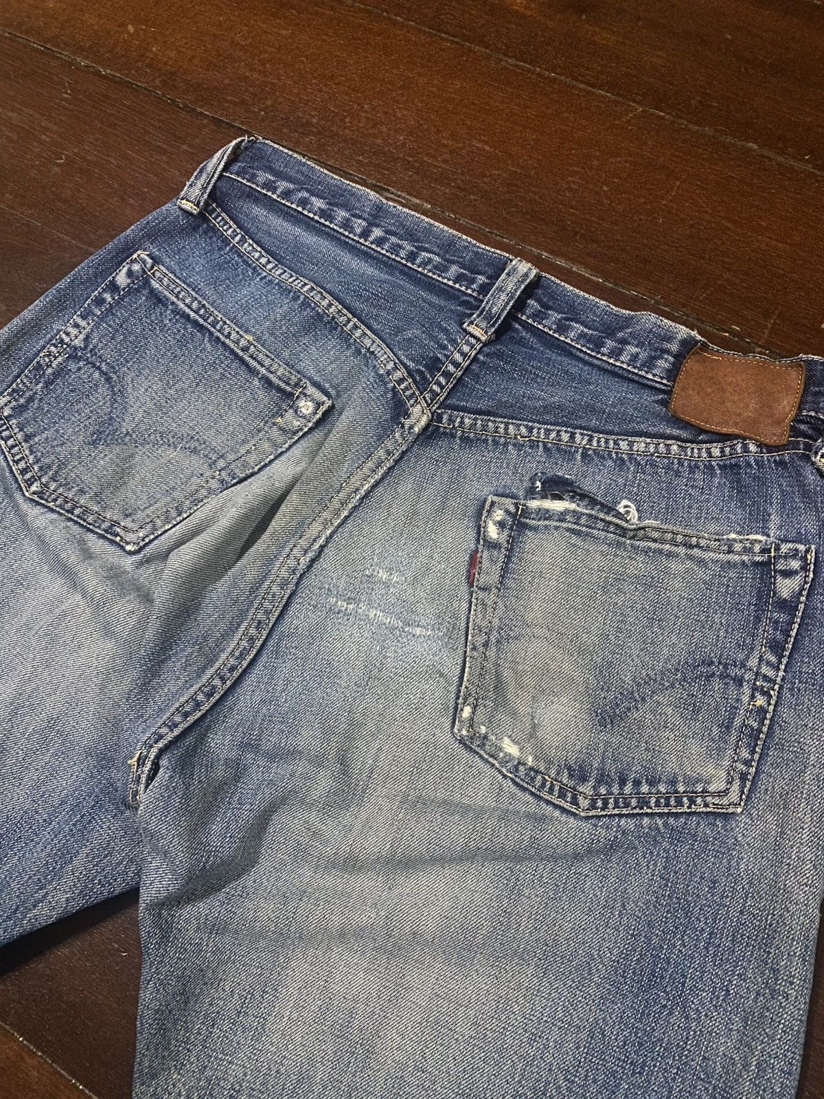 Full Count & Co. vintage full count selvedge distressed mud wash denim pants Size US 30 / EU 46 - 21 Thumbnail