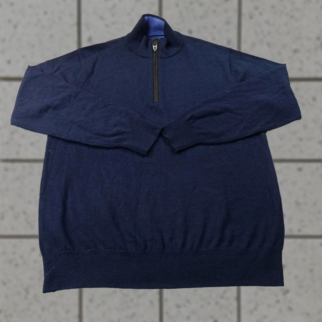 Orvis Orvis Sweater Mens M Blue Wool 1/4 Zip Mock Neck Knit Pullover Winter Casual Mens Size US M / EU 48-50 / 2 - 1 Thumbnail