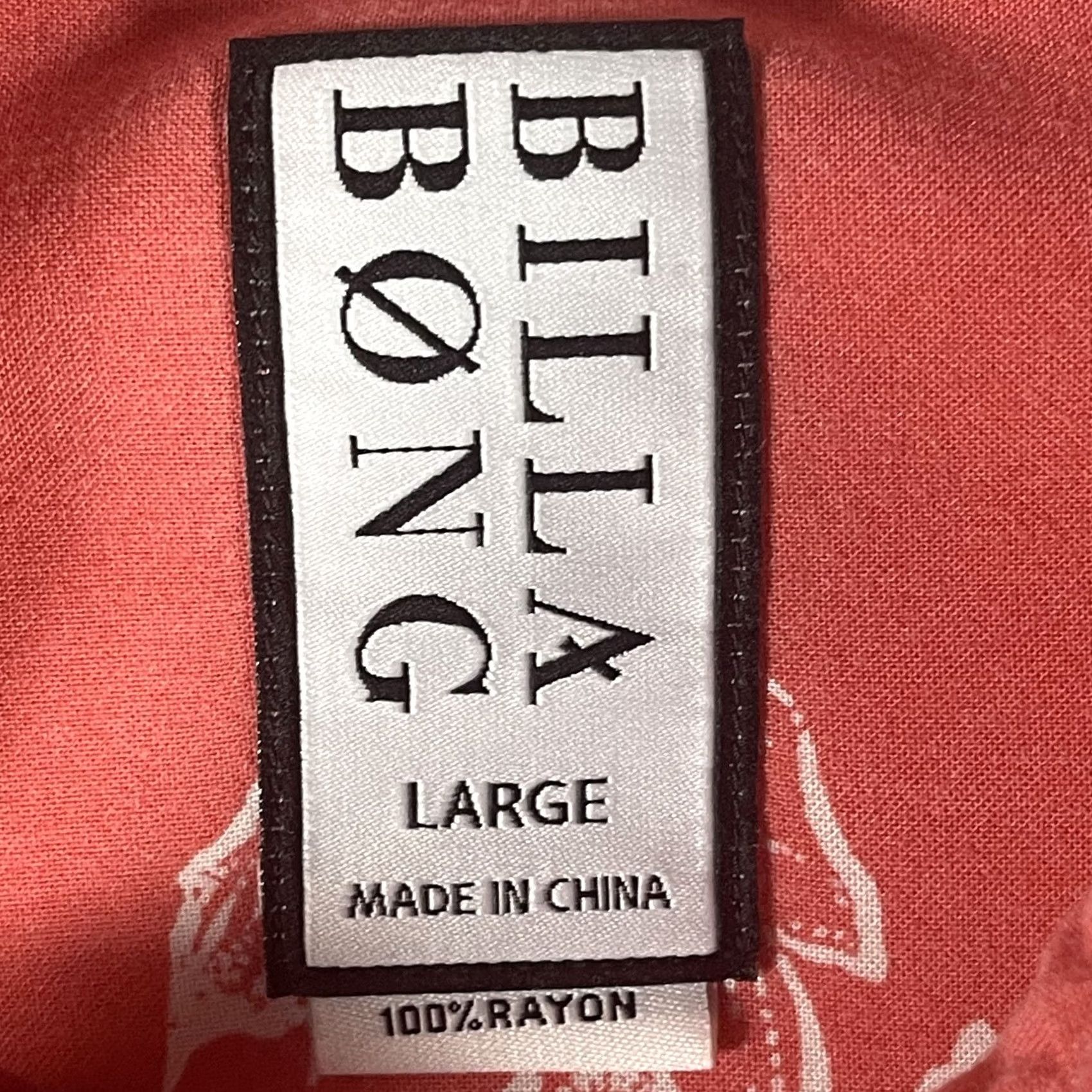 Billabong VINTAGE Billabong Shirt Mens Large Salmon White Hawaiian Aloha Rayon Parrot Palm Floral Size US L / EU 52-54 / 3 - 4 Thumbnail