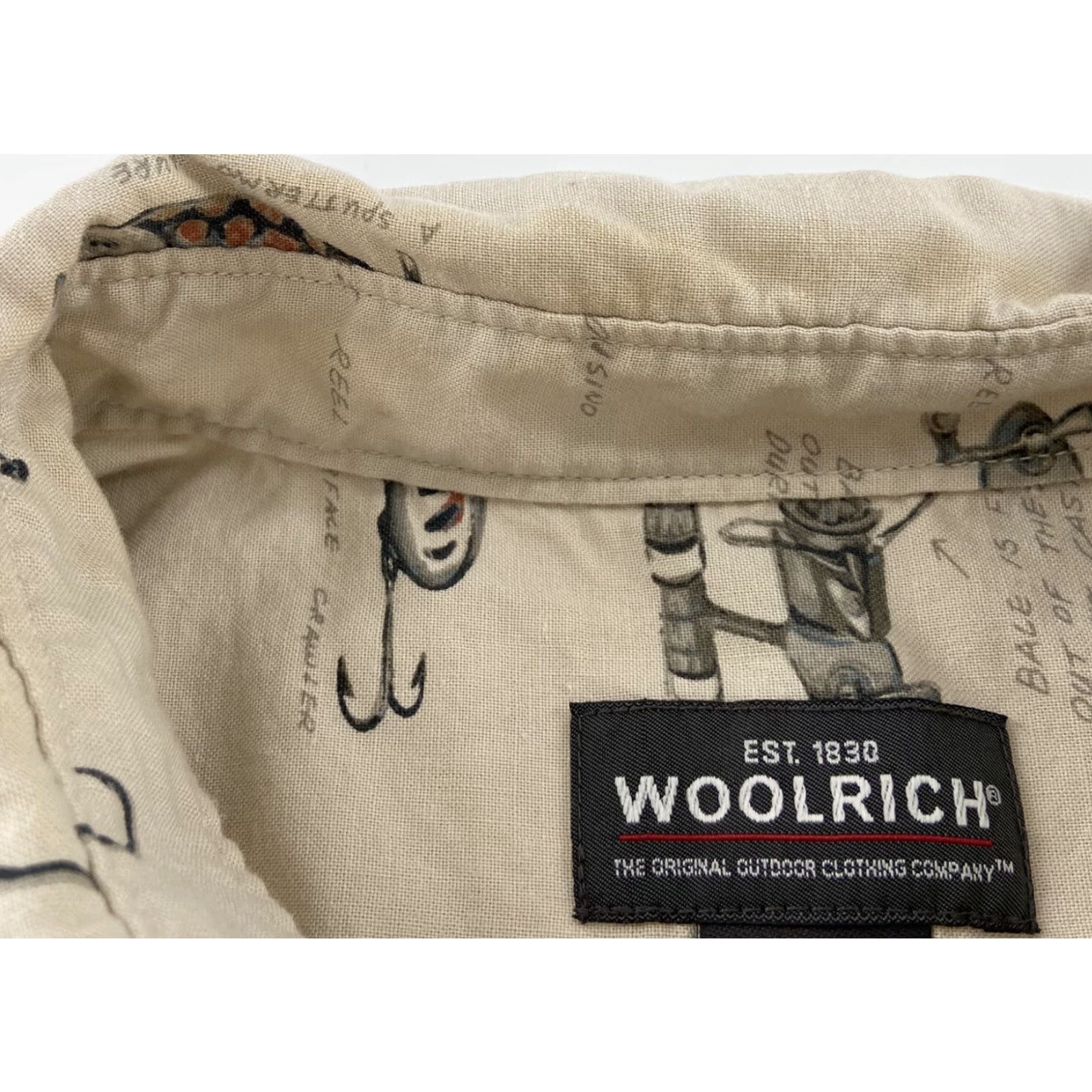Vintage Woolrich Men Shirt Adult Large Birch Hooks Reels Short Sleeve Button-Down Fishing Beig e 100% Cotton 100% Cotton Logo All Seasons Mens Size US L / EU 52-54 / 3 - 8 Thumbnail