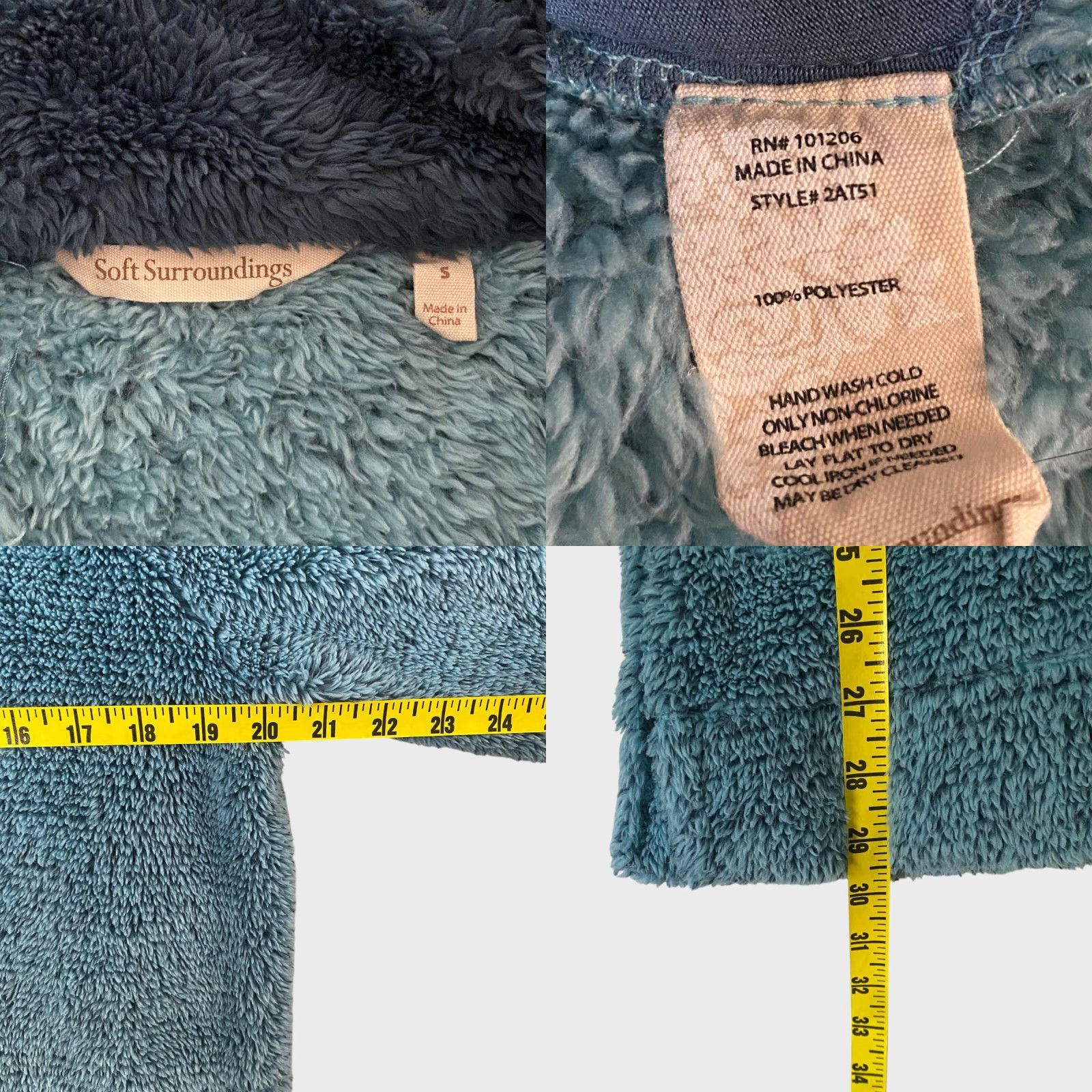 Soft Surroundings Soft Surroundings Faux Sherpa Plush Teddy 1/4 Zip Pullover Women's S Teal Blue Jacket Casual Outdoor Workwear Size S / US 4 / IT 40 - 8 Thumbnail