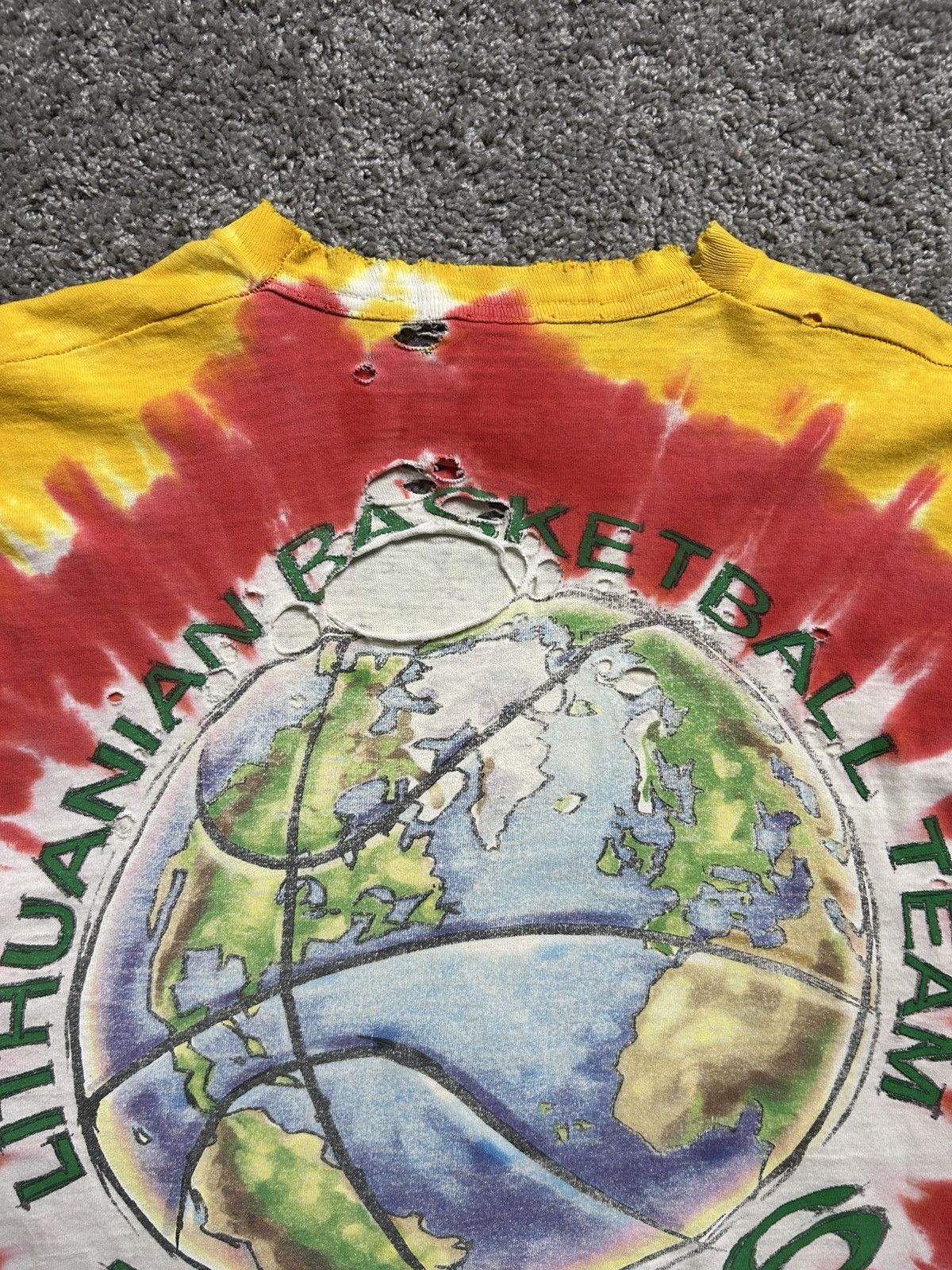 Vintage Vintage 90s Grateful Dead Lithuania Thrashed Tee Liquid Blue Size US XL / EU 56 / 4 - 8 Thumbnail