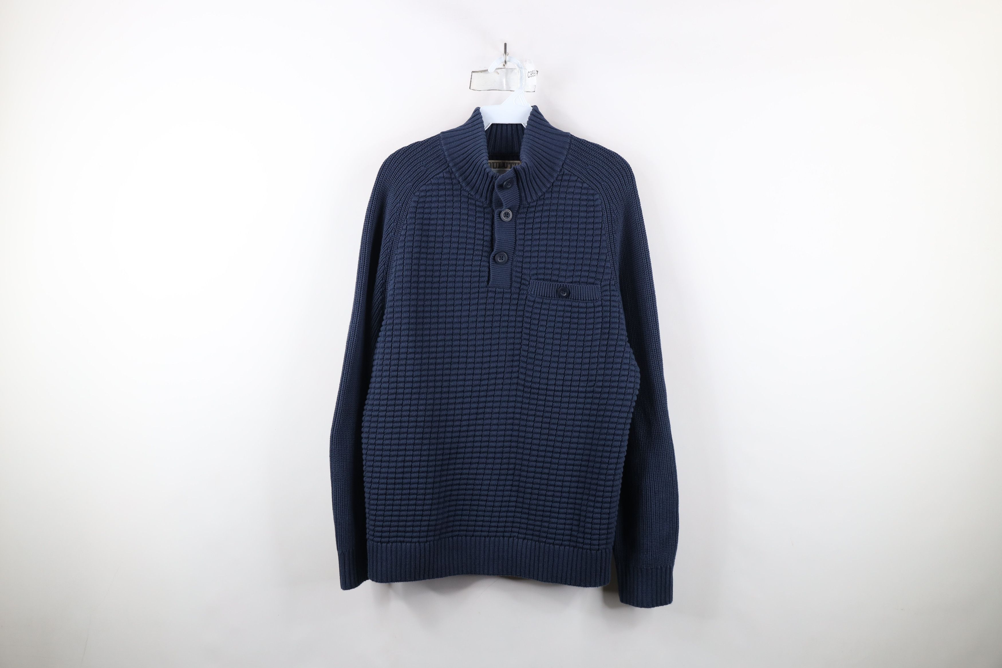 Duluth Trading Company × Vintage Duluth Trading Co Burly Retirement Button Mock Neck Sweater Size US L / EU 52-54 / 3 - 1 Thumbnail
