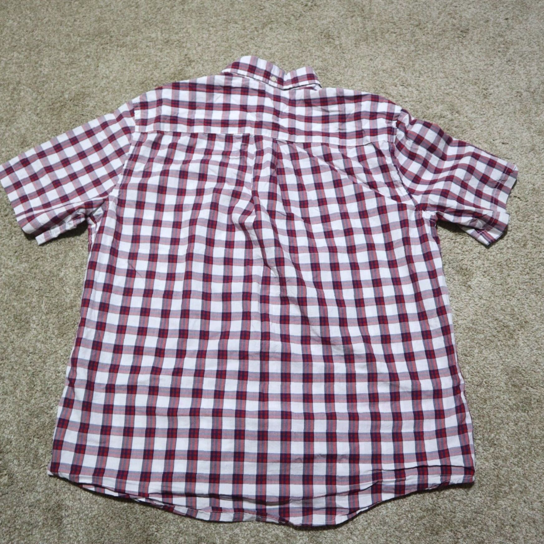 Vintage St John's Bay Plaid Button Down Shirt Mens Large L Red White Long Sleeve Cotton Size US L / EU 52-54 / 3 - 7 Thumbnail