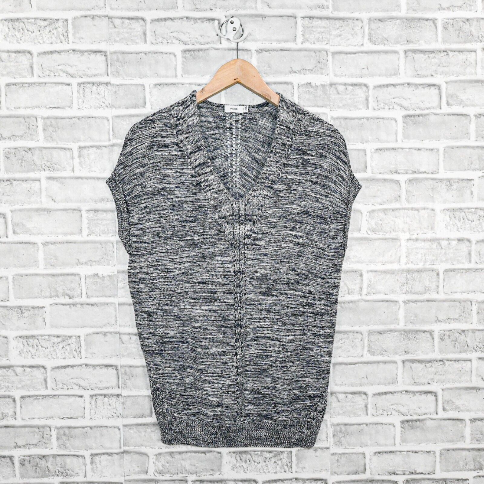 Vince VINCE Vneck Cotton blend knit Cap sleeve Sweater top Grey Size XS / US 0-2 / IT 36-38 - 5 Thumbnail
