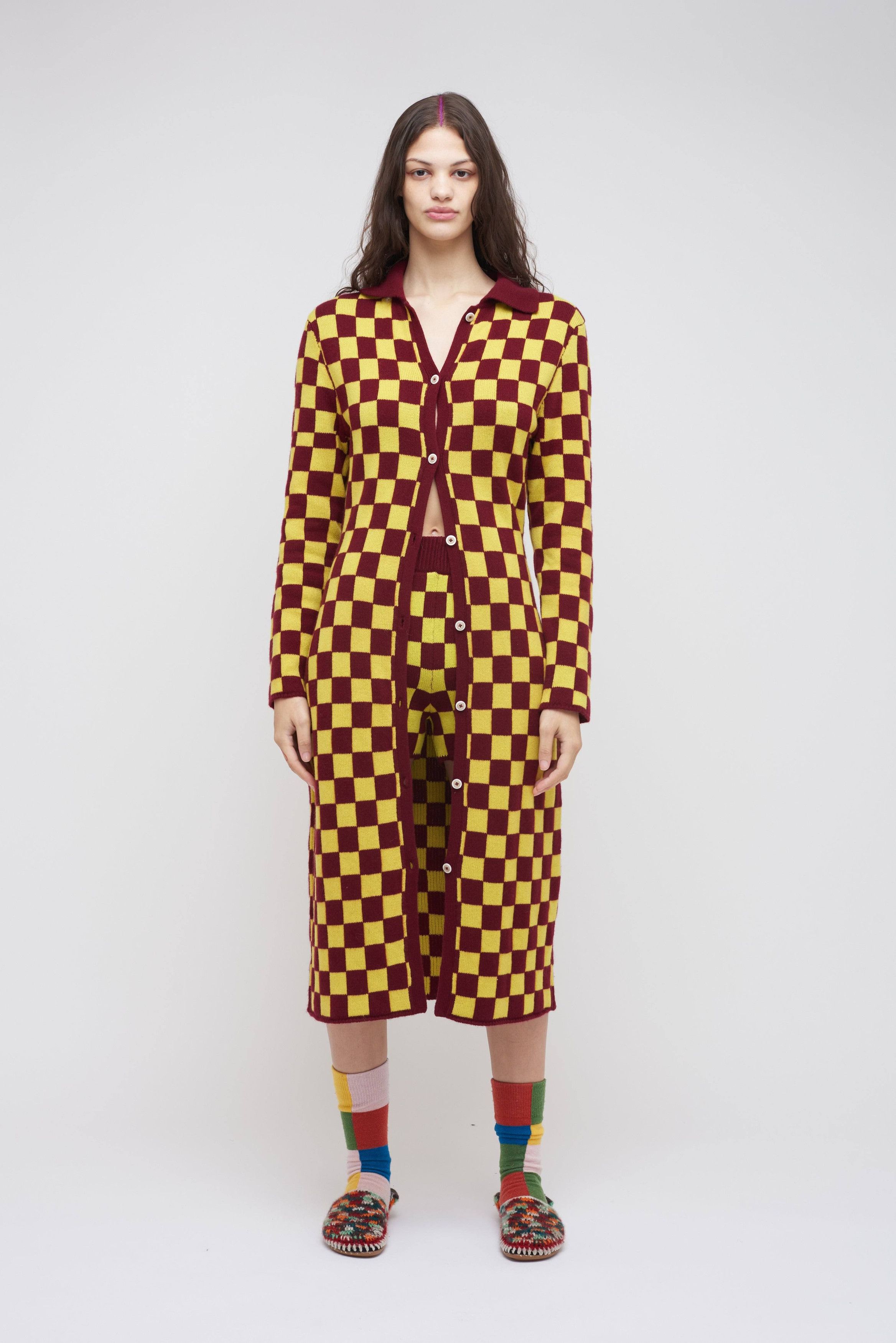 The Elder Statesman $1730 The Elder Statesman Checkered Button Dress Size XS / US 0-2 / IT 36-38 - 3 Thumbnail