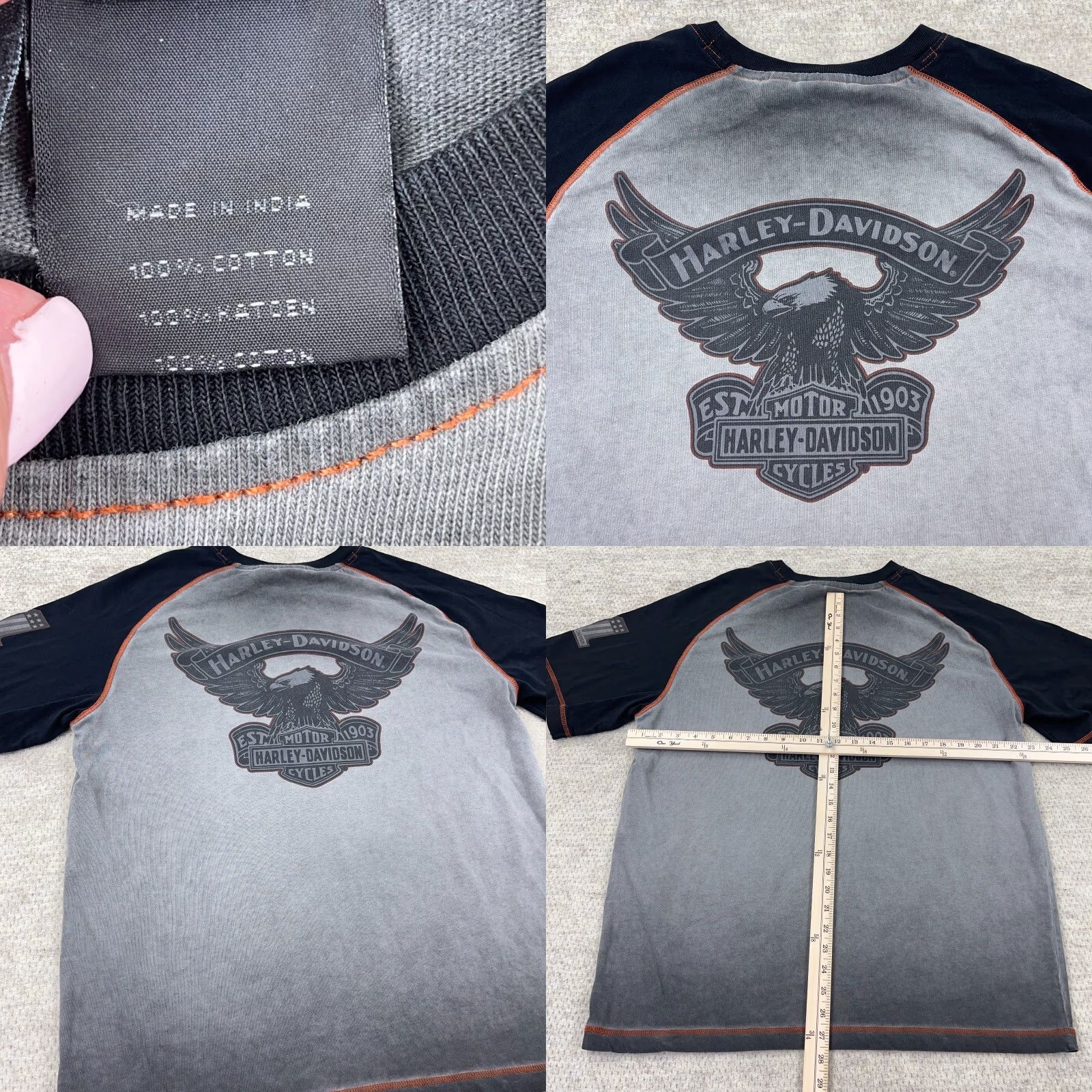 Harley Davidson Harley-Davidson Shirt Men L Black Raglan Short Sleeve Logo 80s Retro Motorcycle North USA Classic Hipster Vintage Not Applicable Size US L / EU 52-54 / 3 - 8 Thumbnail