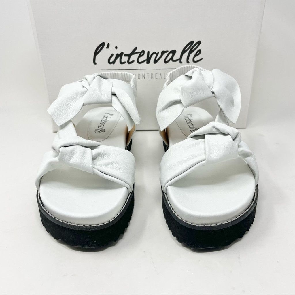 Leather NEW L’Intervalle Atlantis White Leather Bow Sandals 8/39 Size US 8 / IT 38 - 5 Thumbnail
