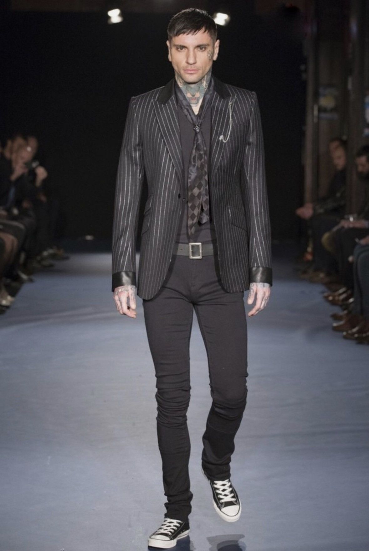 Sir Tom Baker Sir Tom Baker Black w/ Silver Pinstripe Jacket - Leather Size 38R - 10 Thumbnail