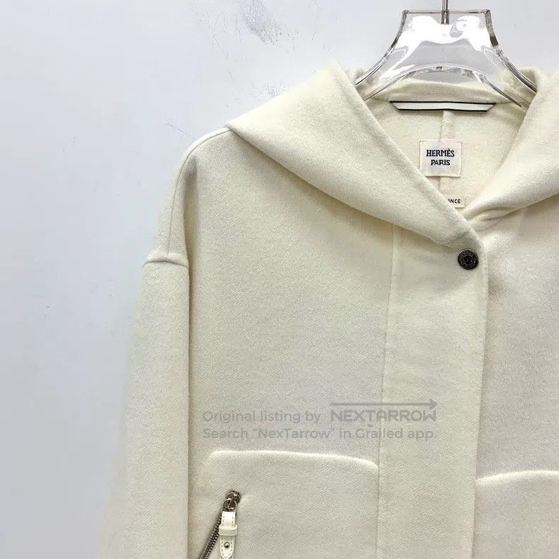 Hermes Hermes Off-white Cashmere Hooded Long Sleeve Jacket Size XS / US 0-2 / IT 36-38 - 3 Thumbnail