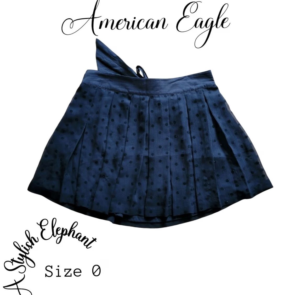American Eagle Outfitters VINTAGE? No. American Eagle Outfitters Skirt Women Size 0 Black Polka Dot Mini Tie Waist Short 28" Waist 16" Long Size 25" / US 0 / IT 36 - 2 Thumbnail
