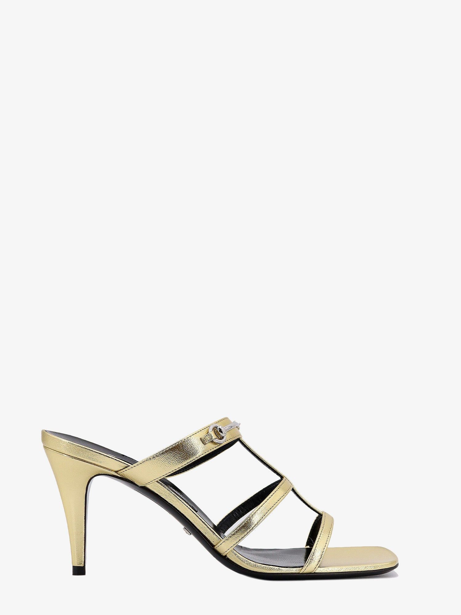 image of Gucci Slider Woman Gold Sandals, Women's (Size 6)