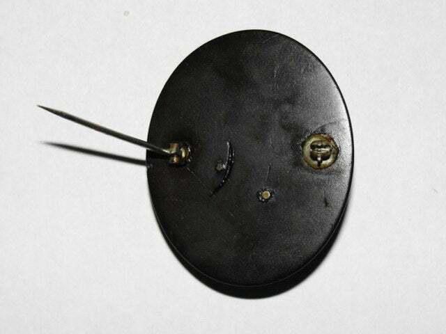 Designer Victorian Forget Me Not Cameo Gutta Percha Pin Brooch Size ONE SIZE - 4 Thumbnail