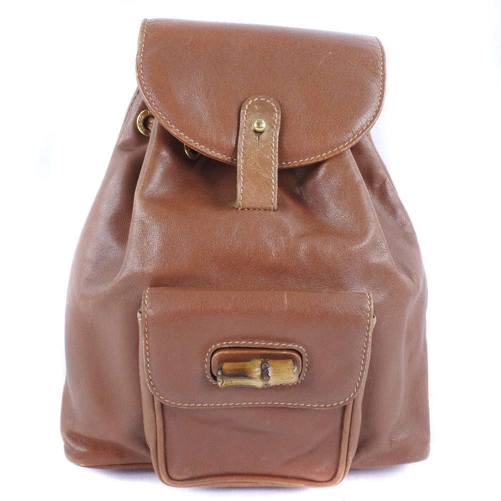Bamboo Brown Pony-Style Calfskin Backpack Bag (Pre-Owned)
