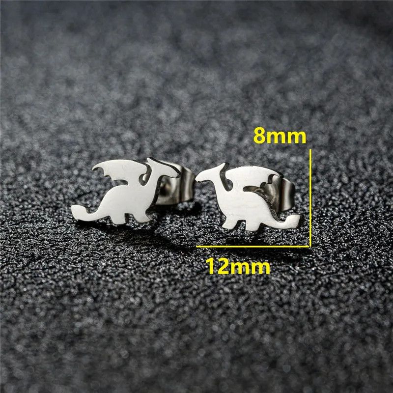 Jewelry Mini Dragon Stud Earrings Charm Earring Gift Size ONE SIZE - 2 Thumbnail