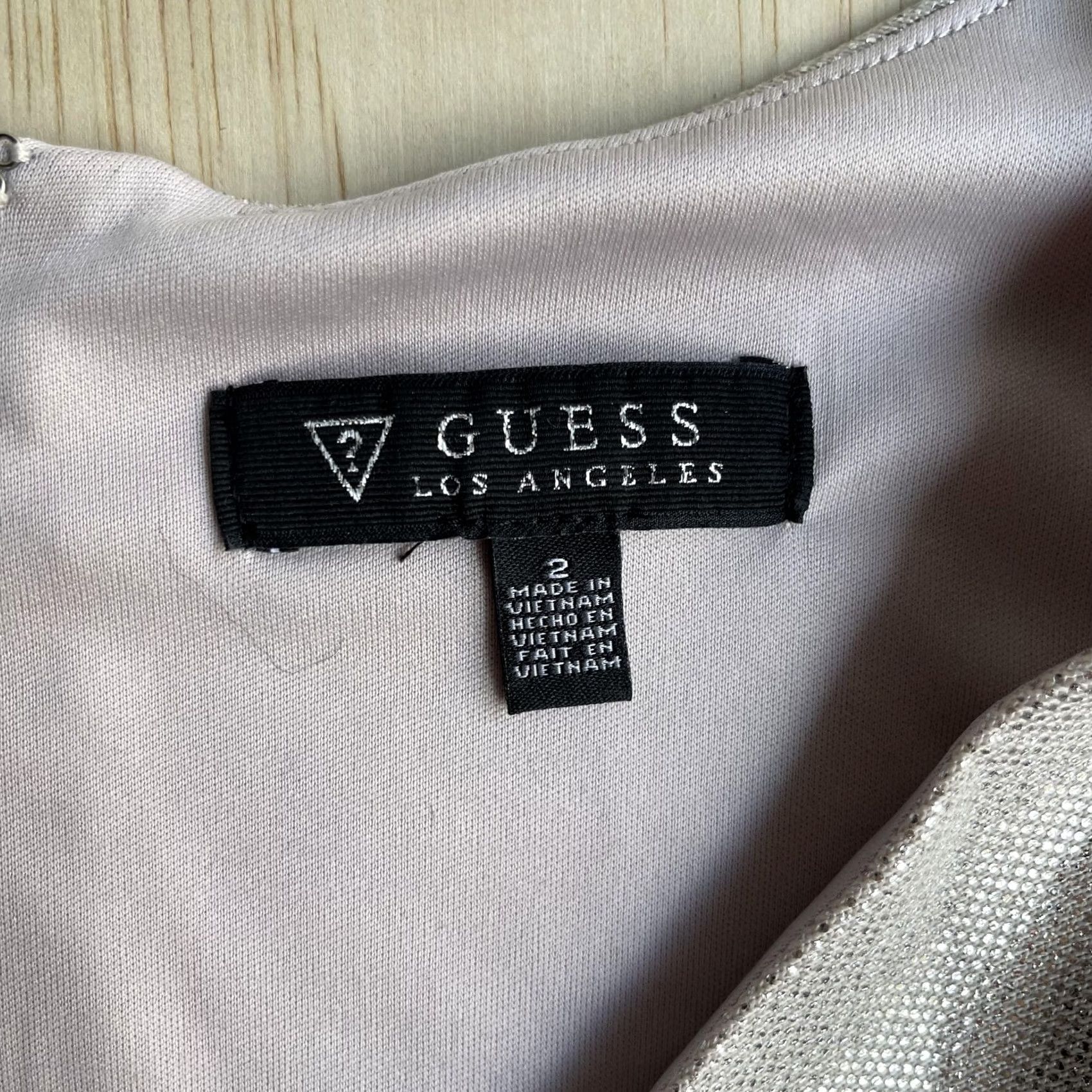 Guess Guess Dress Womens 2 Silver Metallic V Neck Long Sleeve Wrap Bodycon Mini Party Size XS / US 0-2 / IT 36-38 - 2 Thumbnail
