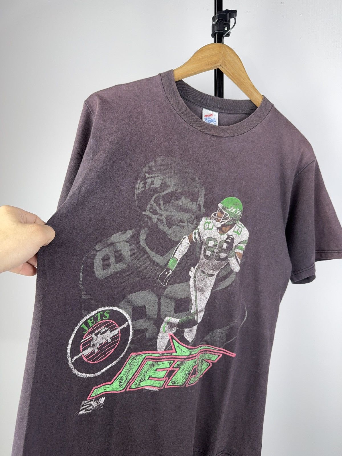 NFL × Vintage 1990 faded New York Jets NFL Vintage Salem Sportswear Tee Size US M / EU 48-50 / 2 - 2 Thumbnail